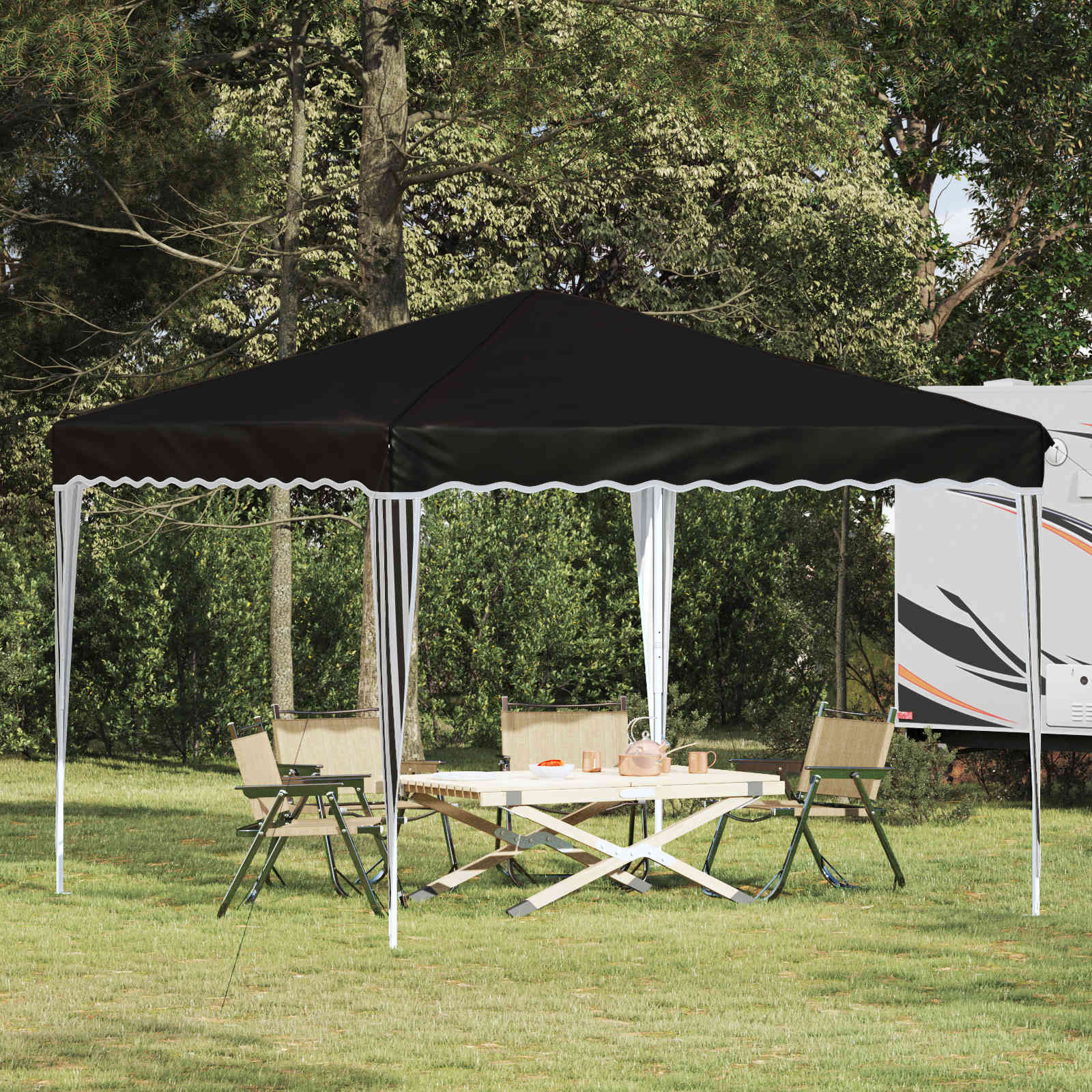 Pop-up Feesttent Zwart 288 x 288 x 245 cm Oxford Stof image 1