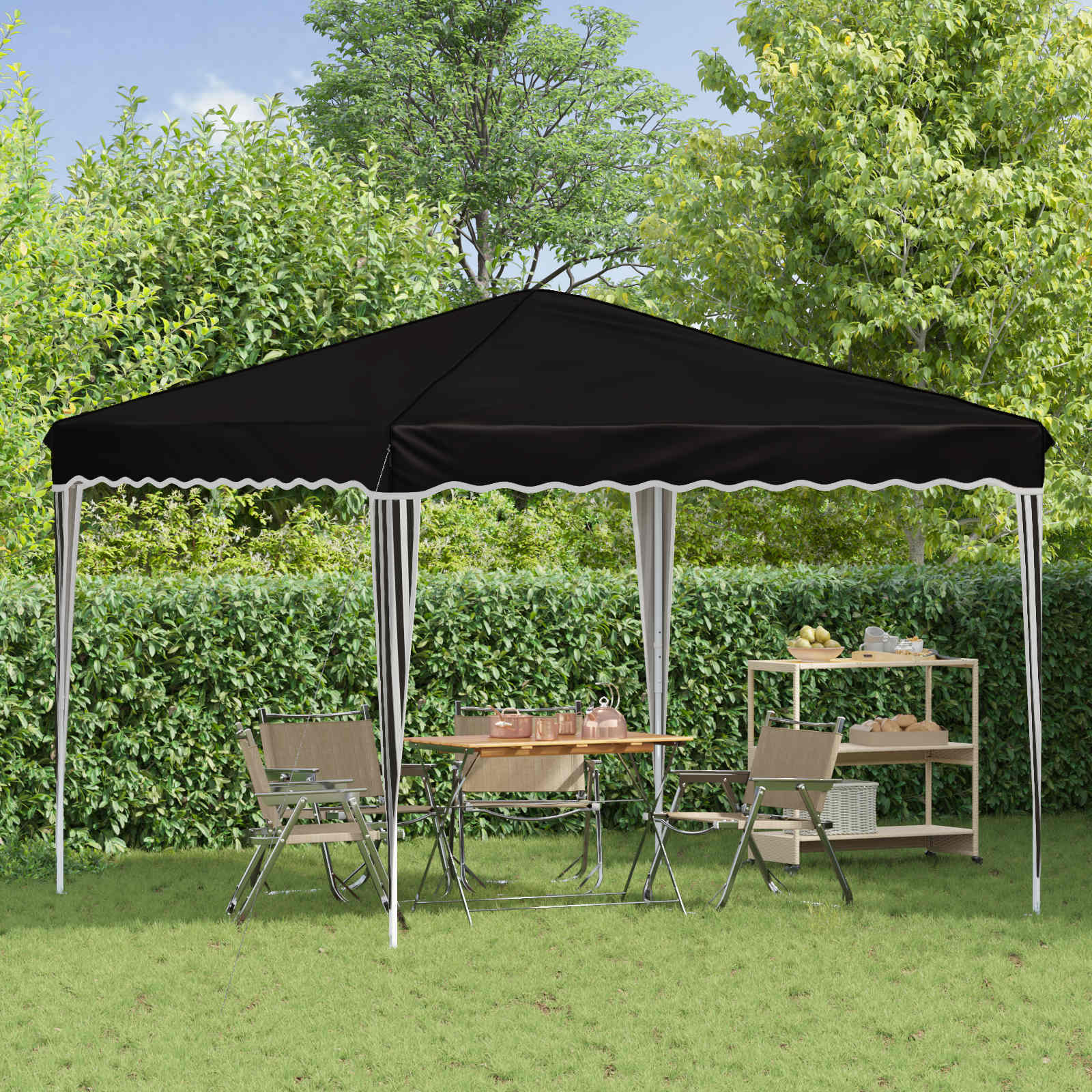 Pop-up Feesttent Zwart 288 x 288 x 245 cm Oxford Stof image 3