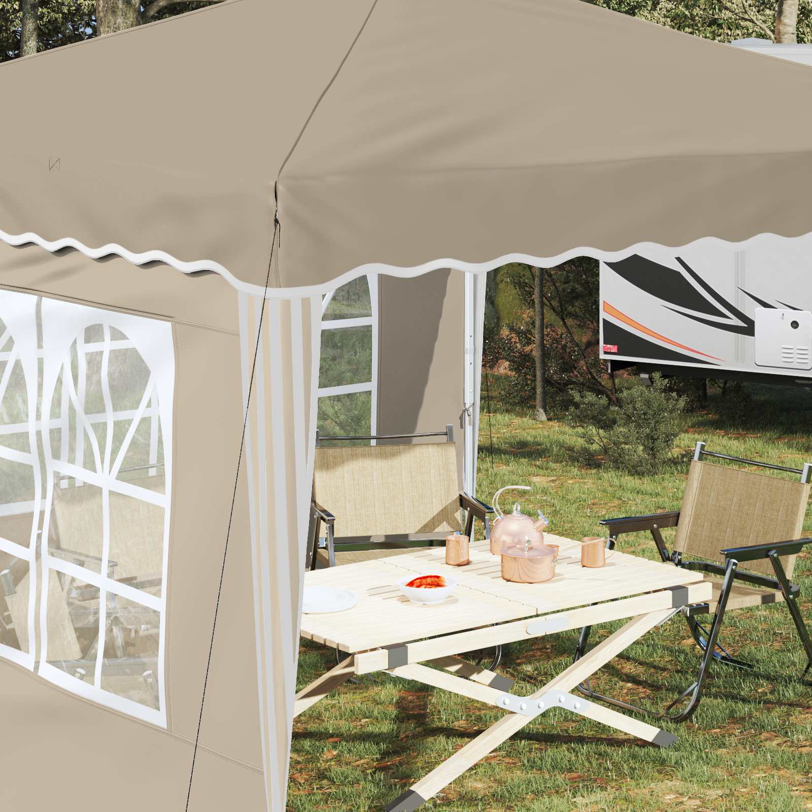 Pop-up Feesttent Crème 288 x 288 x 245 cm Oxford Stof image 4