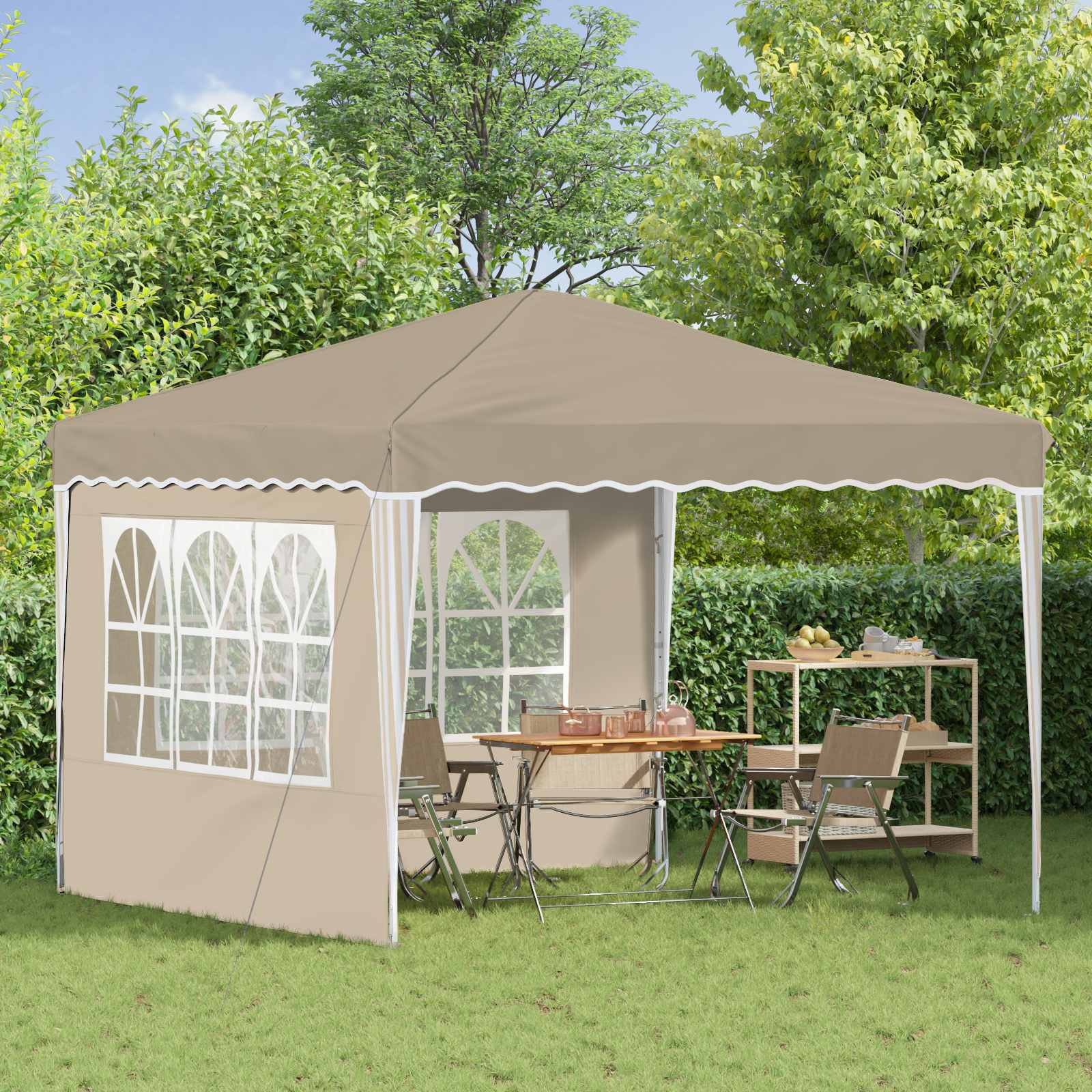 Pop-up Feesttent Crème 288 x 288 x 245 cm Oxford Stof image 3