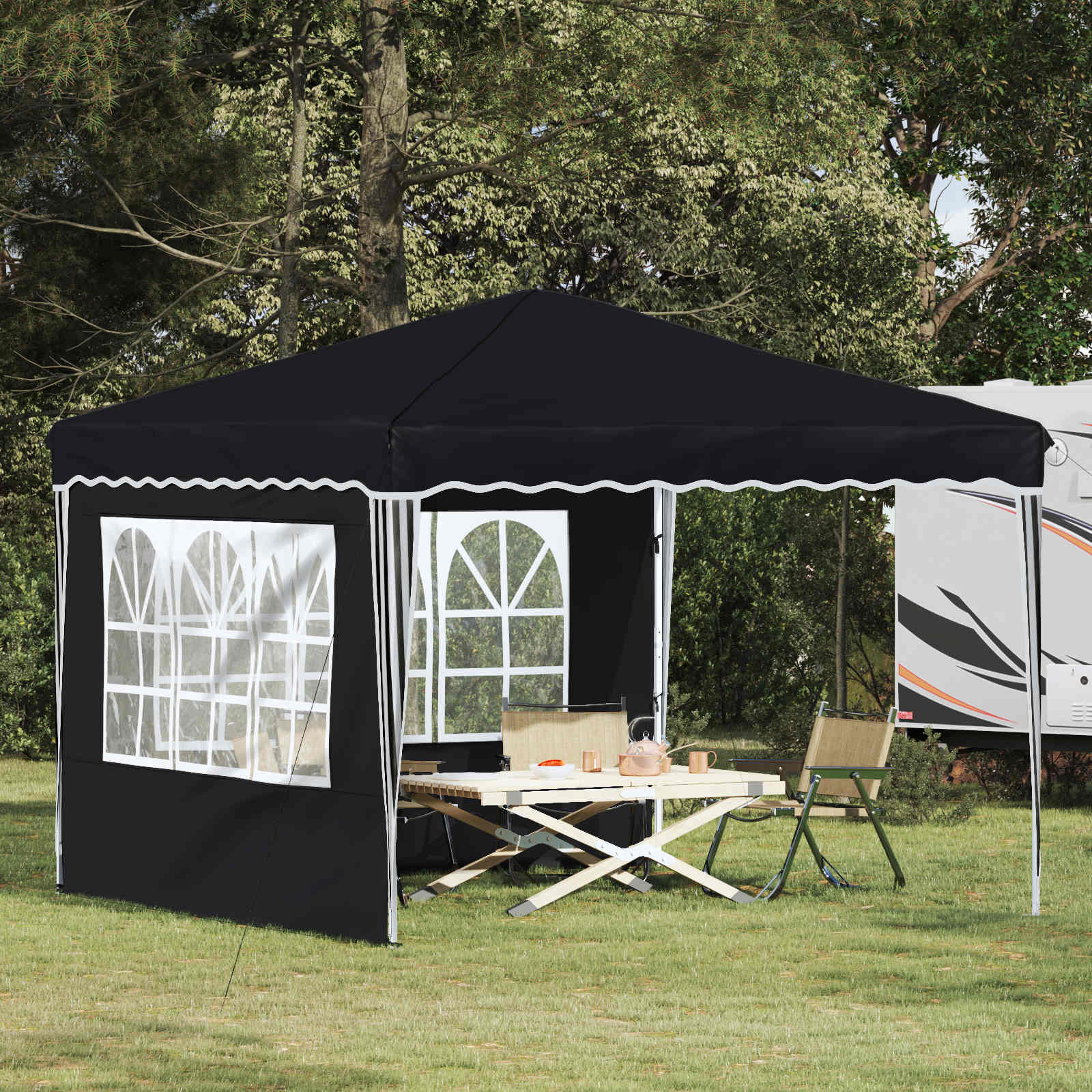 Pop-up Feesttent Antraciet 288 x 288 x 245 cm Oxford Stof image 1