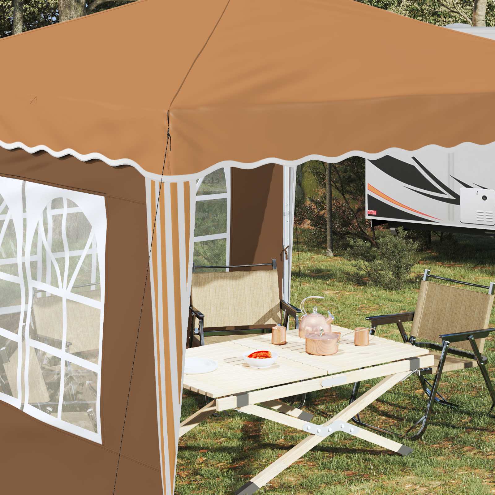 Pop-up Feesttent Beige 288 x 288 x 245 cm Oxford Stof image 4