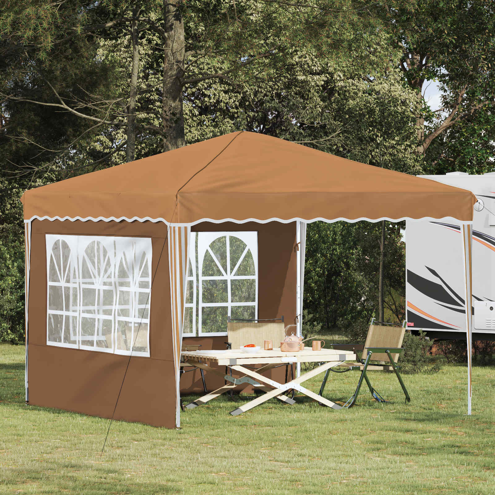 Pop-up Feesttent Beige 288 x 288 x 245 cm Oxford Stof image 1