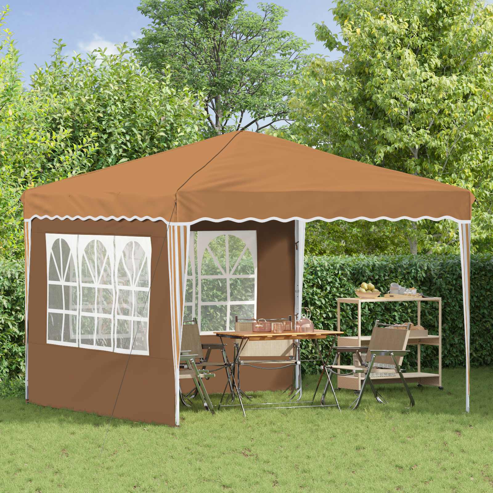 Pop-up Feesttent Beige 288 x 288 x 245 cm Oxford Stof image 3