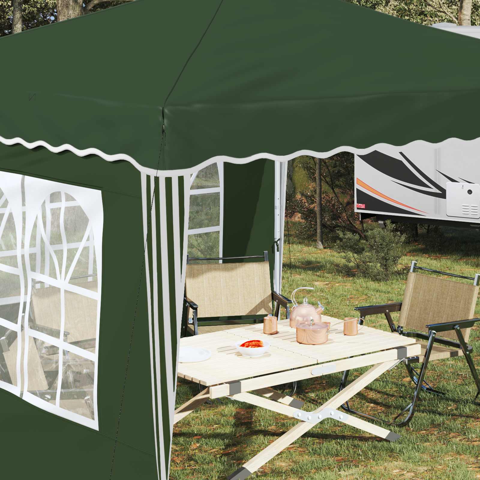 Pop-up Feesttent Groen 288 x 288 x 245 cm Oxford Stof image 4