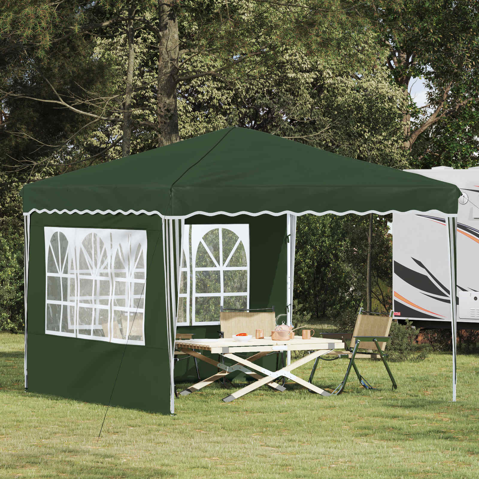 Pop-up Feesttent Groen 288 x 288 x 245 cm Oxford Stof image 1