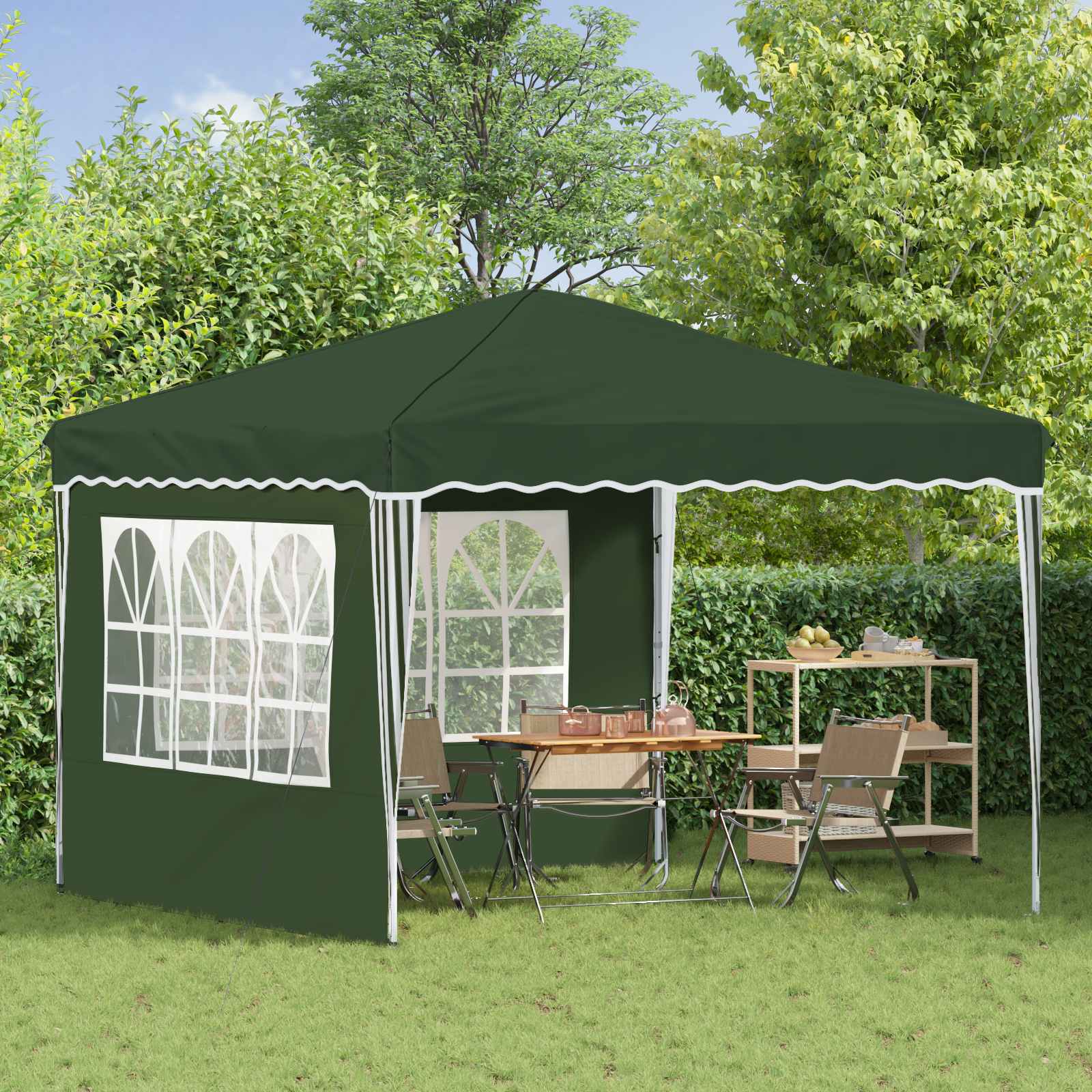 Pop-up Feesttent Groen 288 x 288 x 245 cm Oxford Stof image 3