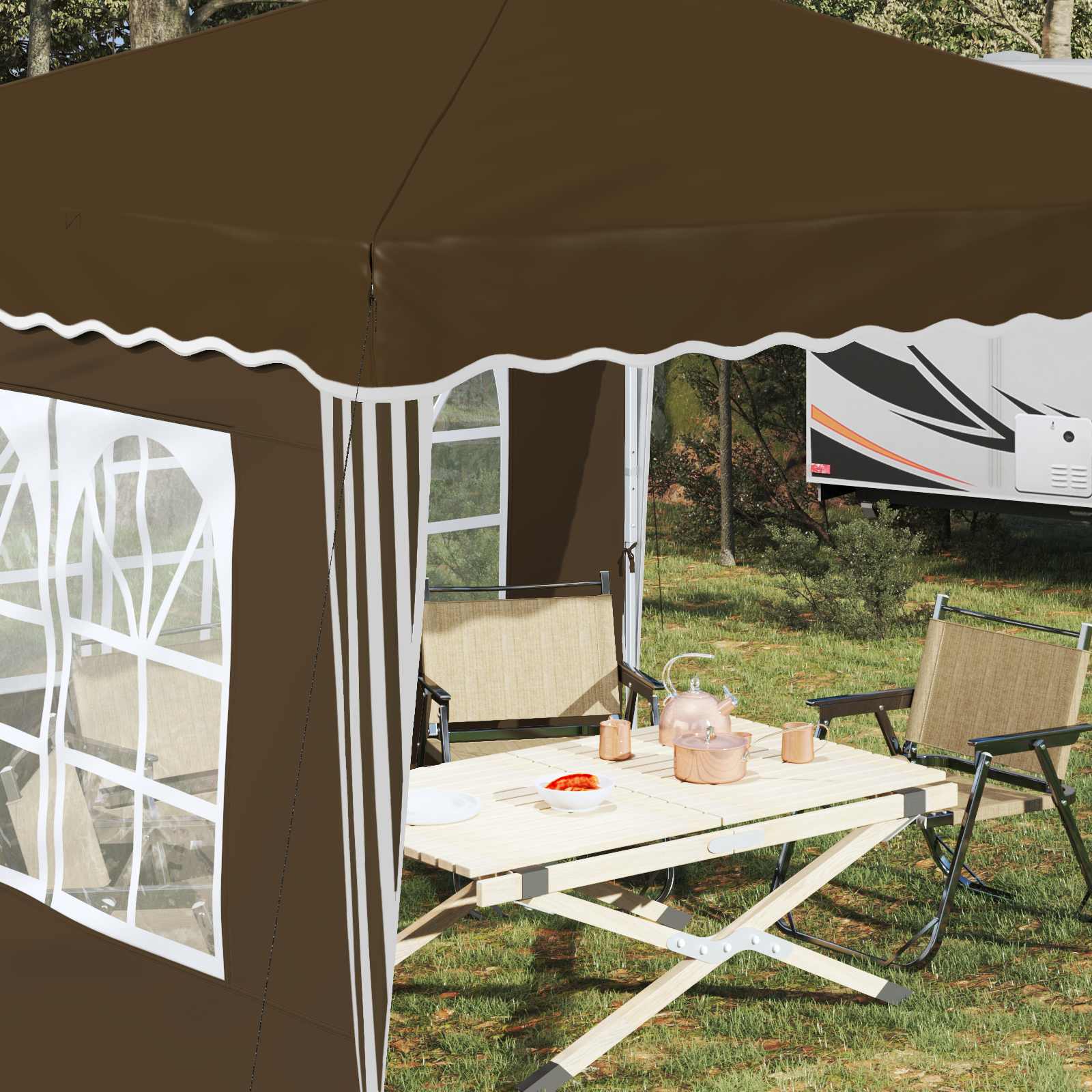 Pop-up Feesttent Taupe 288 x 288 x 245 cm Oxford Stof image 4