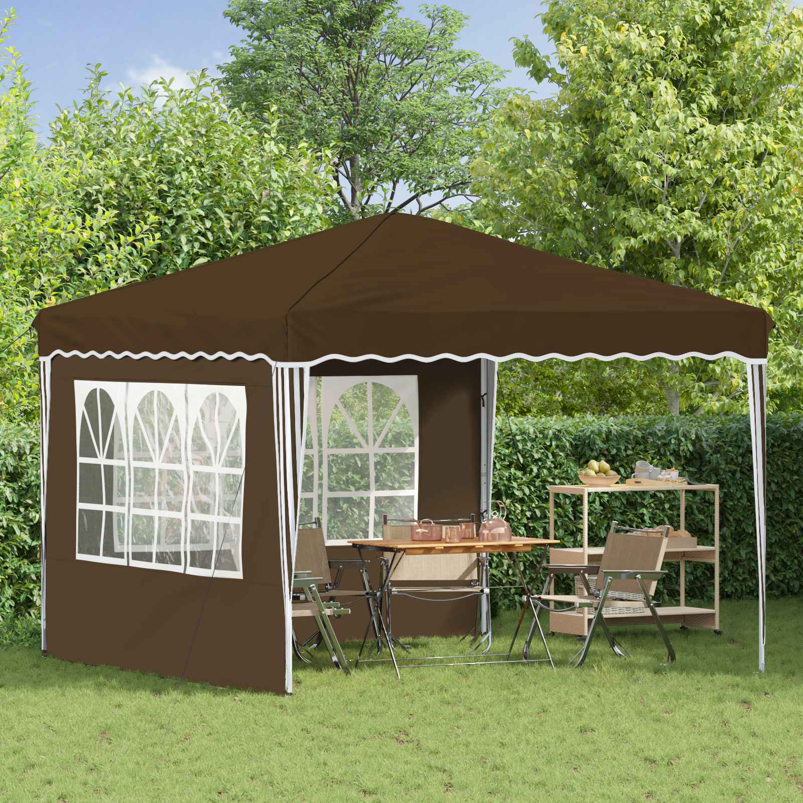 Pop-up Feesttent Taupe 288 x 288 x 245 cm Oxford Stof image 3