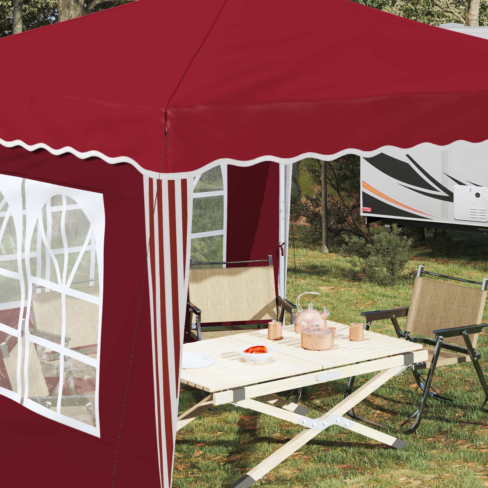 Pop-up Feesttent Bordeauxrood 288 x 288 x 245 cm Oxford Stof image 4