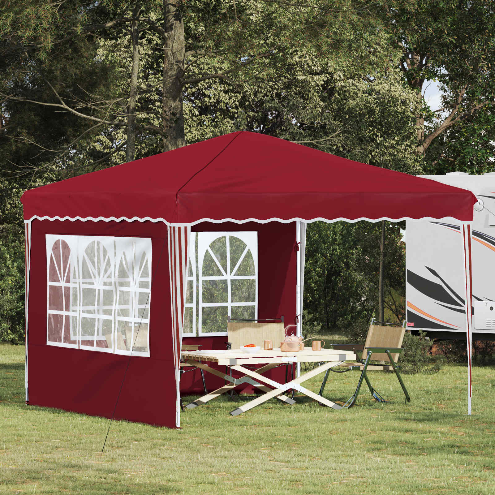 Pop-up Feesttent Bordeauxrood 288 x 288 x 245 cm Oxford Stof image 1