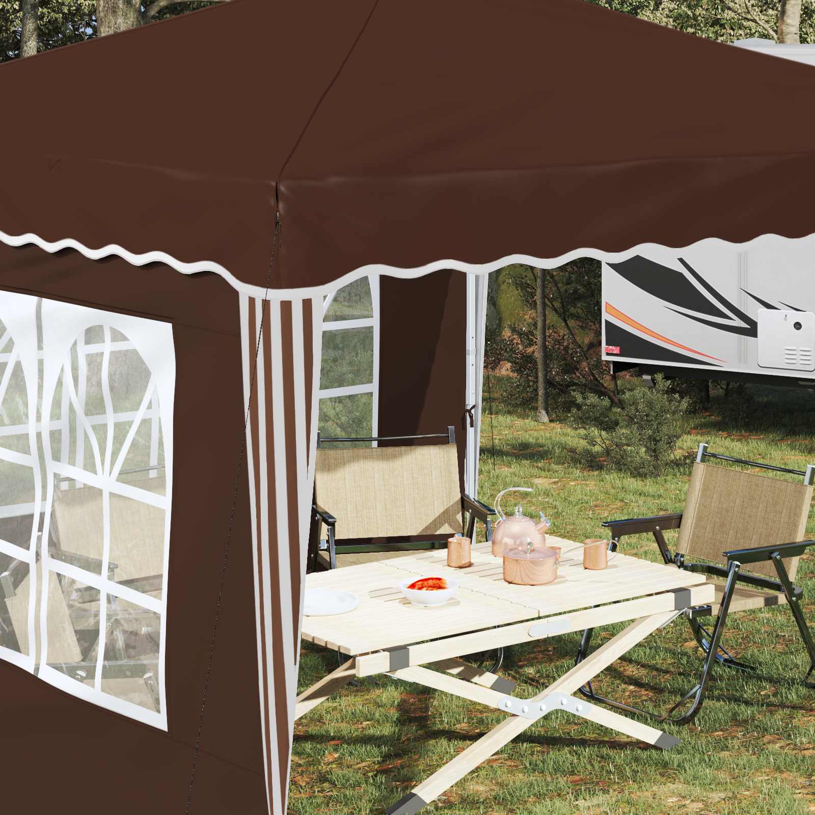 Pop-up Feesttent Bruin 288 x 288 x 245 cm Oxford Stof image 4