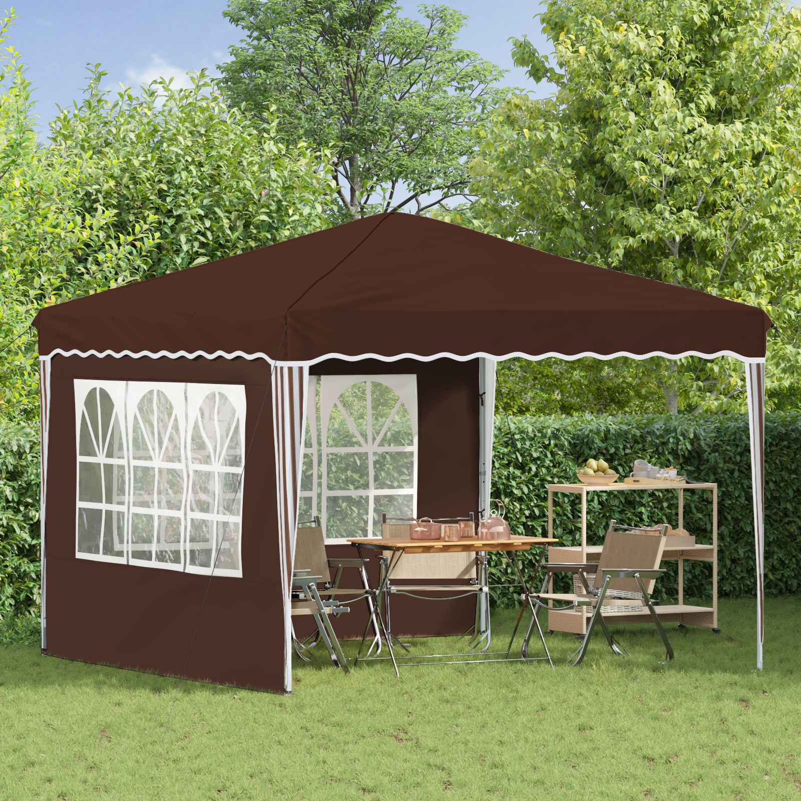 Pop-up Feesttent Bruin 288 x 288 x 245 cm Oxford Stof image 3