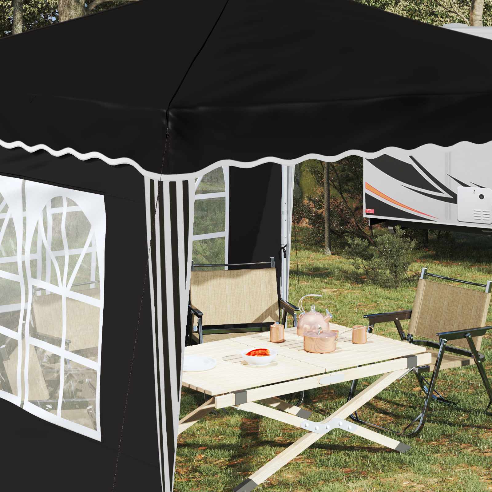 Pop-up Feesttent Zwart 288 x 288 x 245 cm Oxford Stof image 4