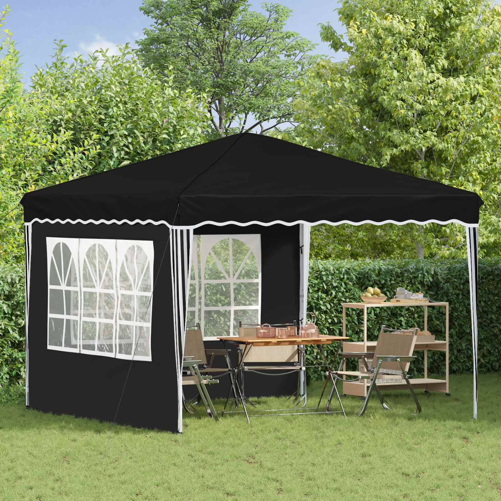 Pop-up Feesttent Zwart 288 x 288 x 245 cm Oxford Stof image 3