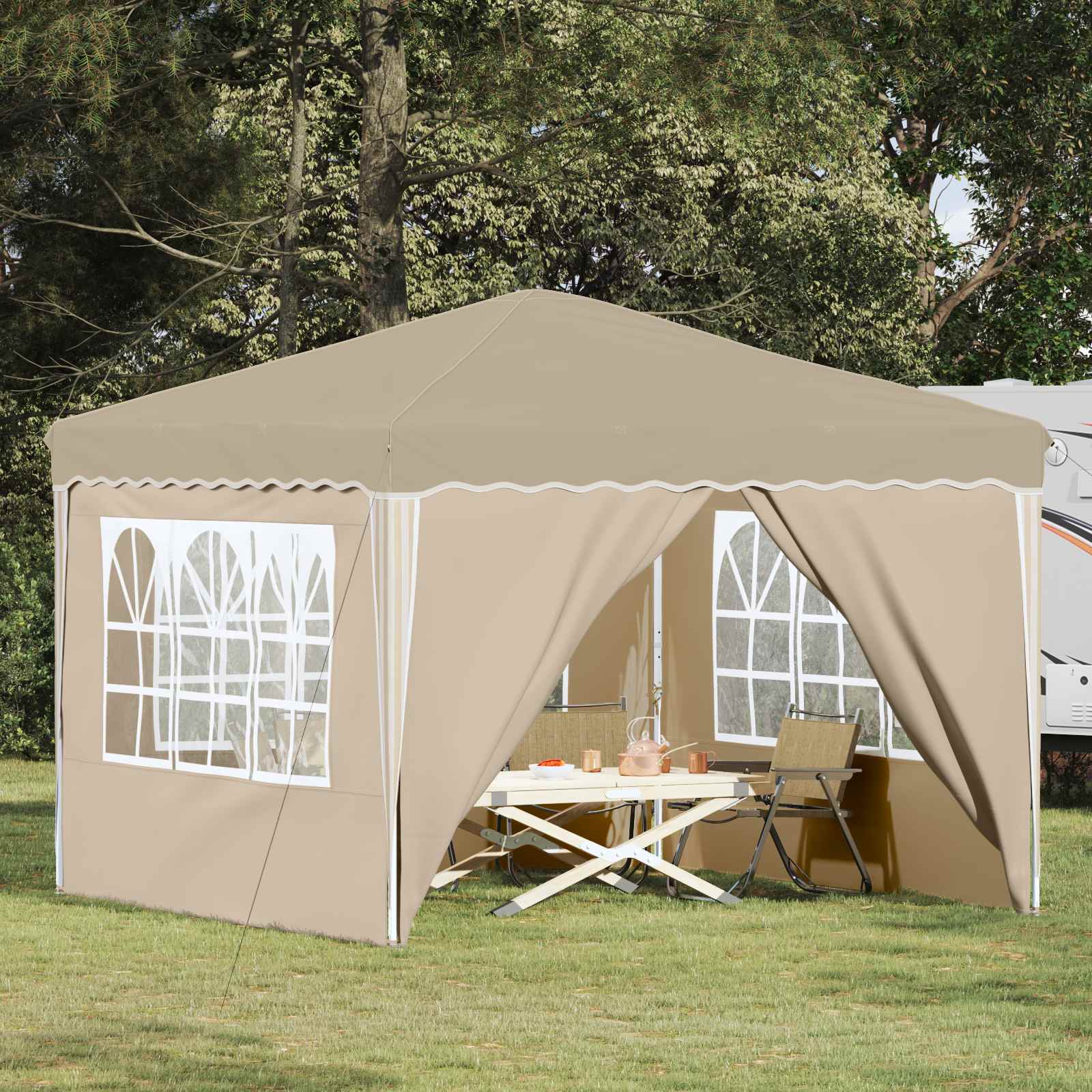 vidaXL Cort de Petrecere Pop-up 288 x 288 x 245 cm Crem