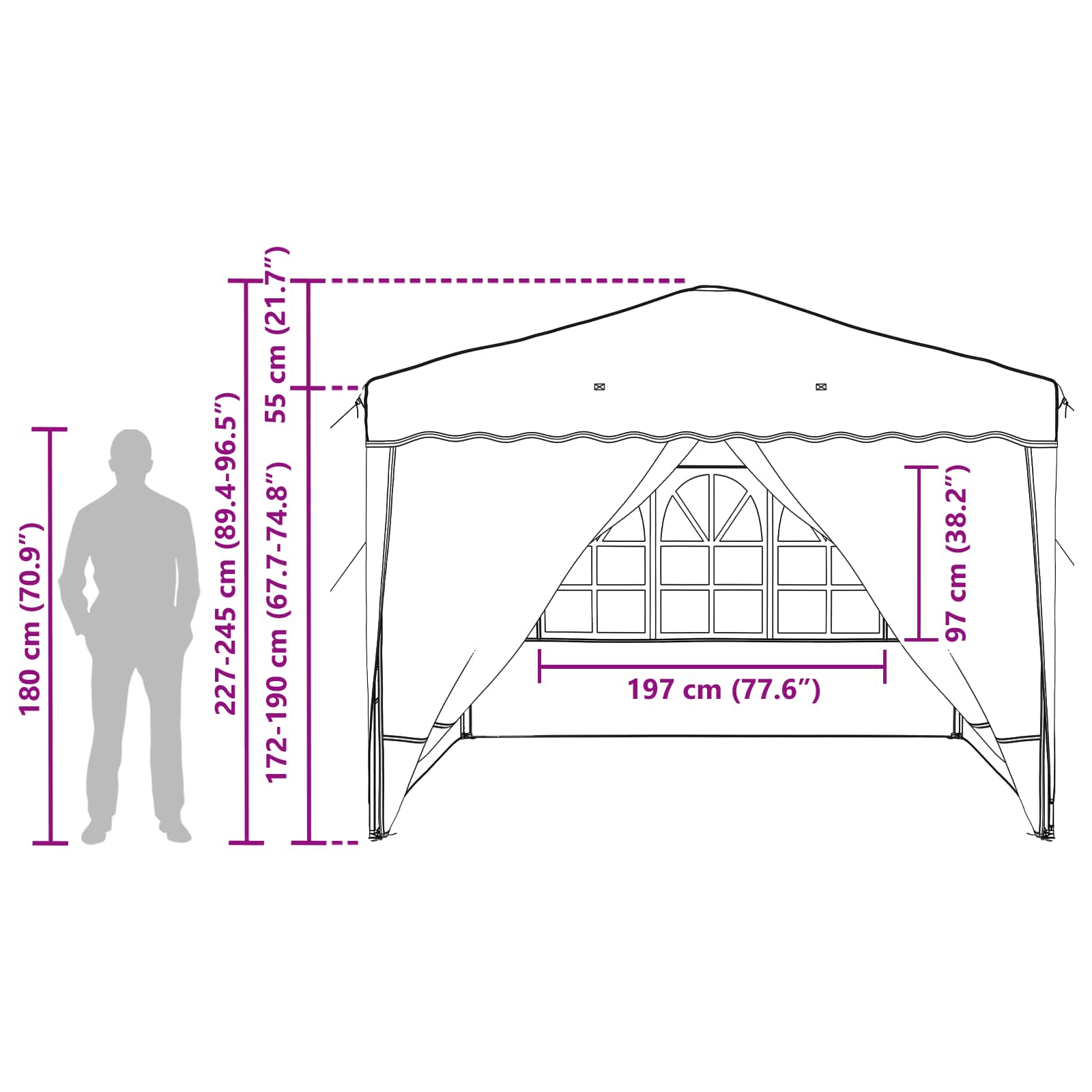Pop-up Feesttent Crème 288 x 288 x 245 cm Oxford Stof image 19