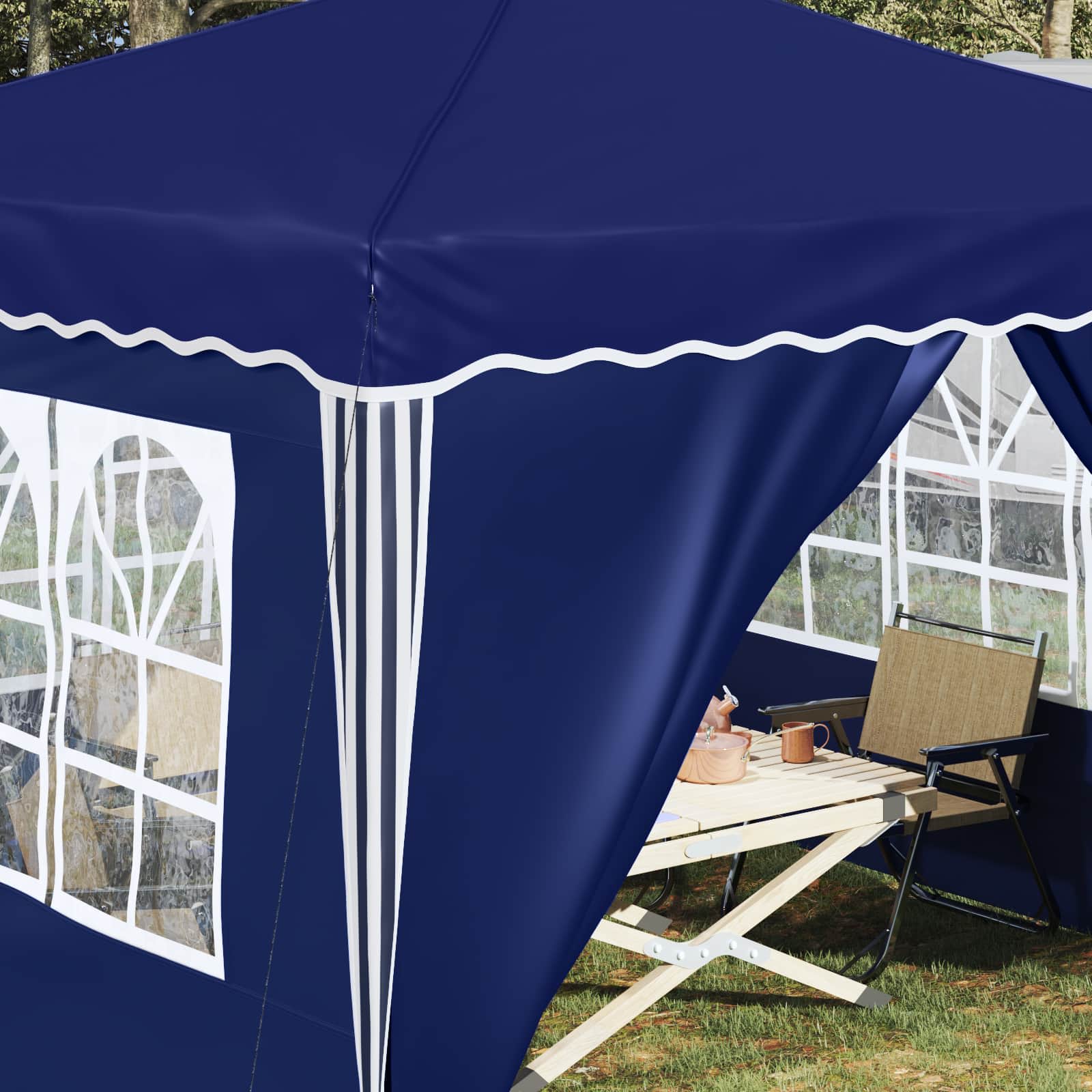 Pop-up Feesttent Blauw 288 x 288 x 245 cm Oxford Stof image 4