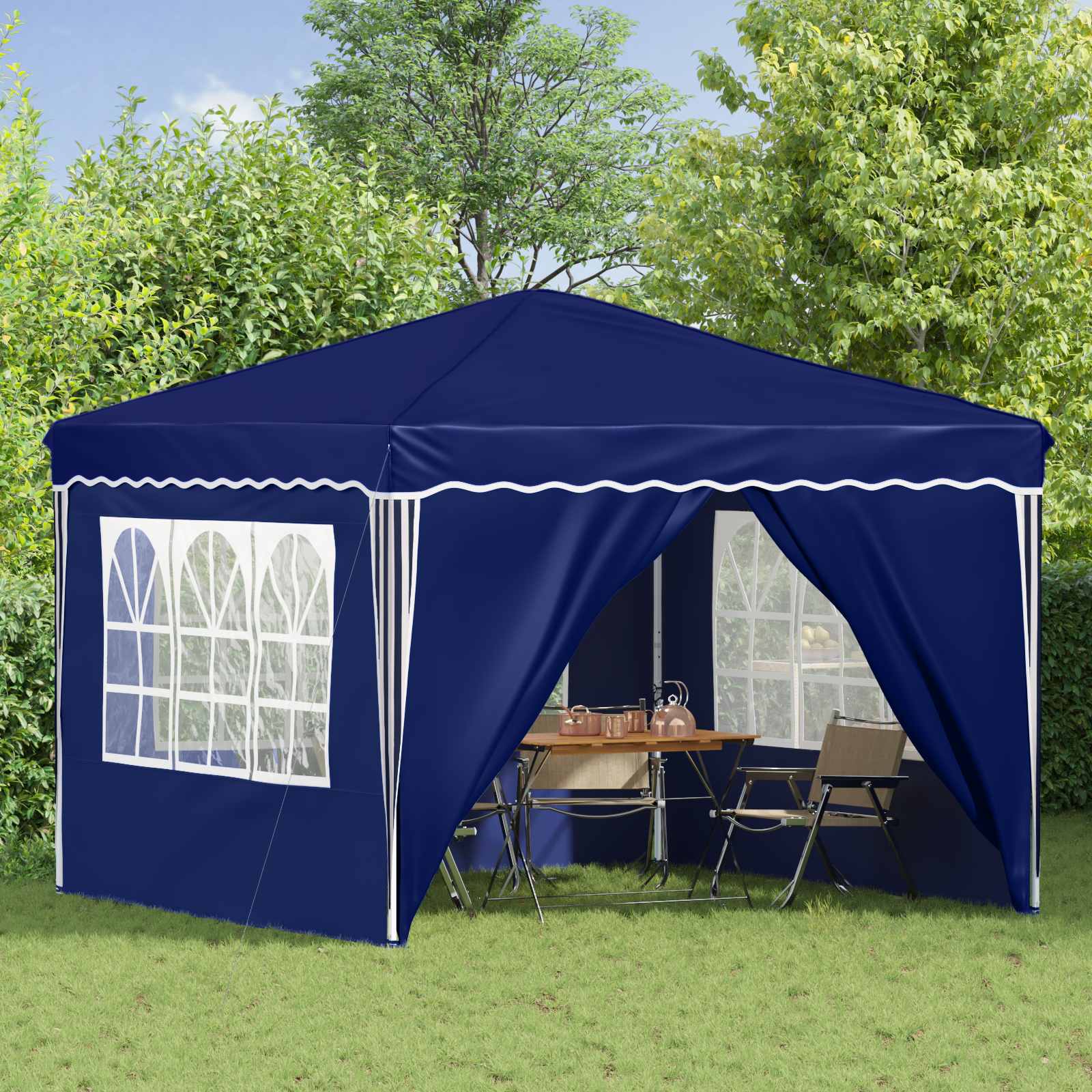 Pop-up Feesttent Blauw 288 x 288 x 245 cm Oxford Stof image 3