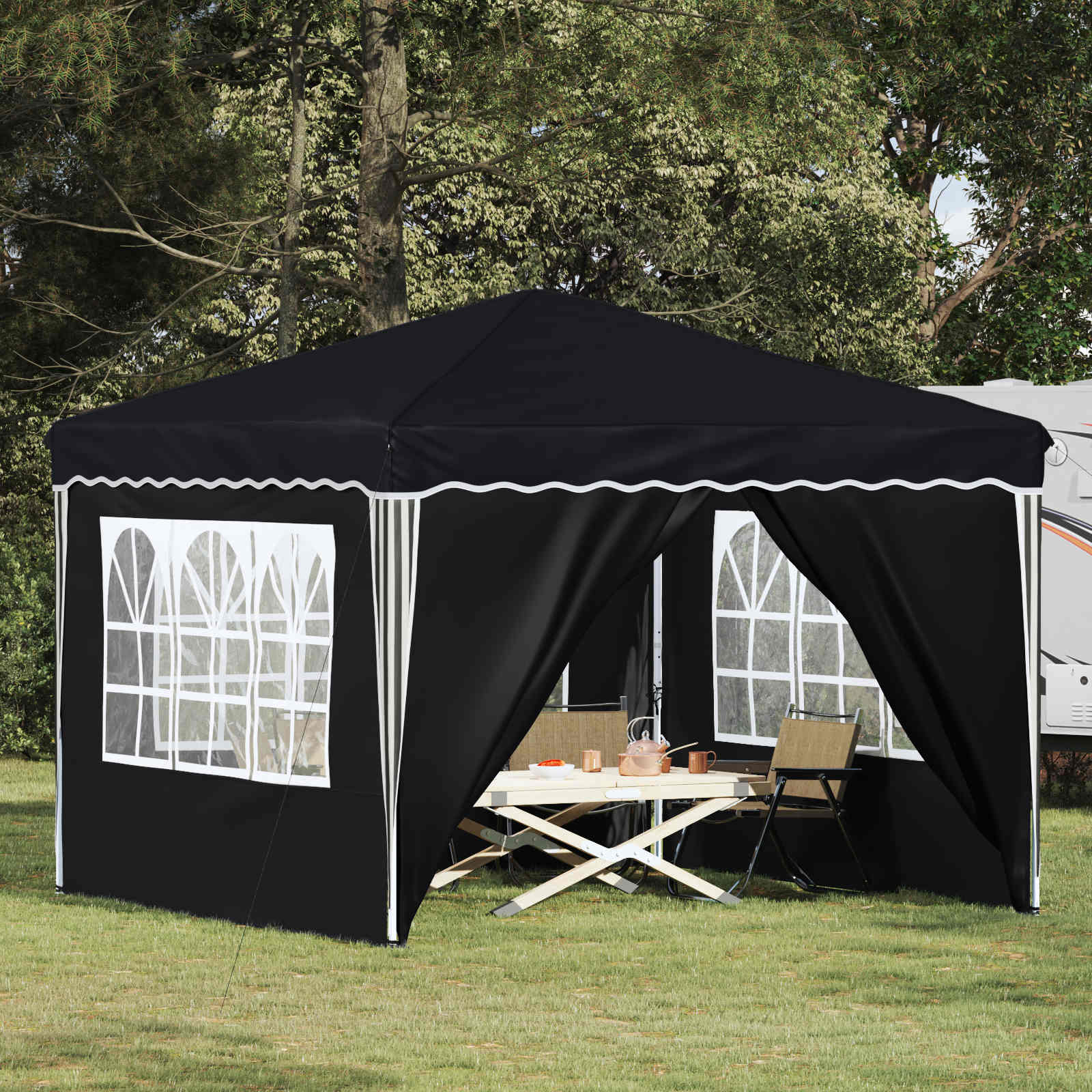 Pop-up Feesttent Antraciet 288 x 288 x 245 cm Oxford Stof image 1