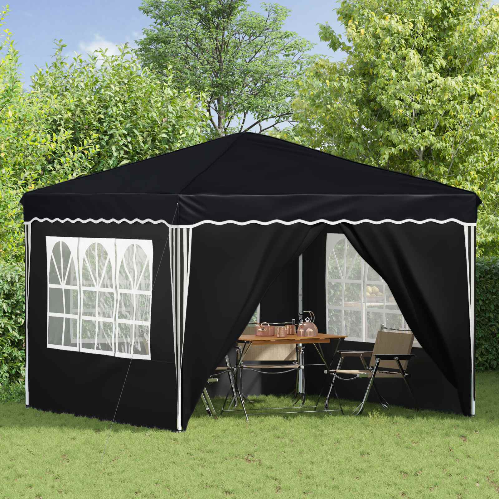 Pop-up Feesttent Antraciet 288 x 288 x 245 cm Oxford Stof image 3