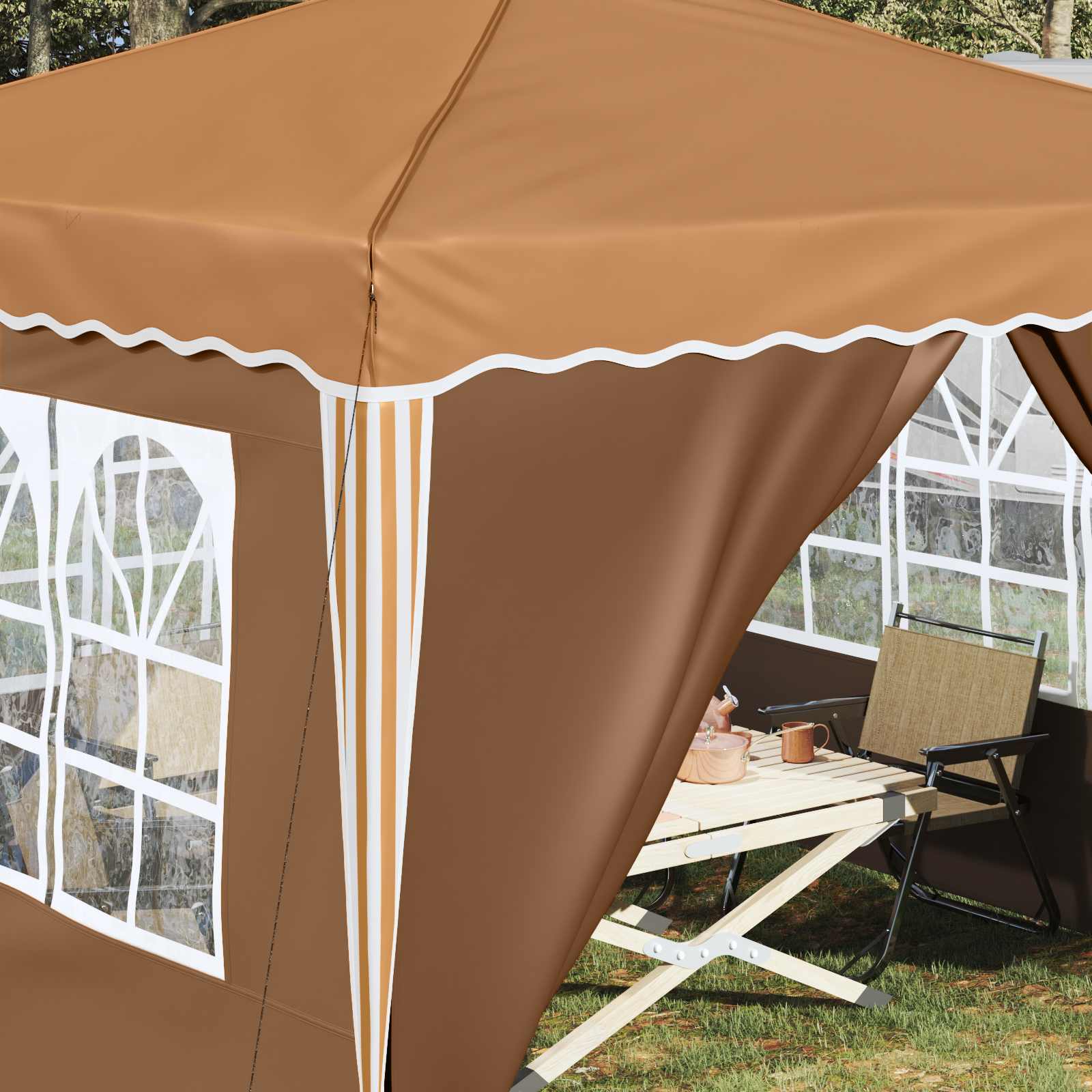 Pop-up Feesttent Beige 288 x 288 x 245 cm Oxford Stof image 4