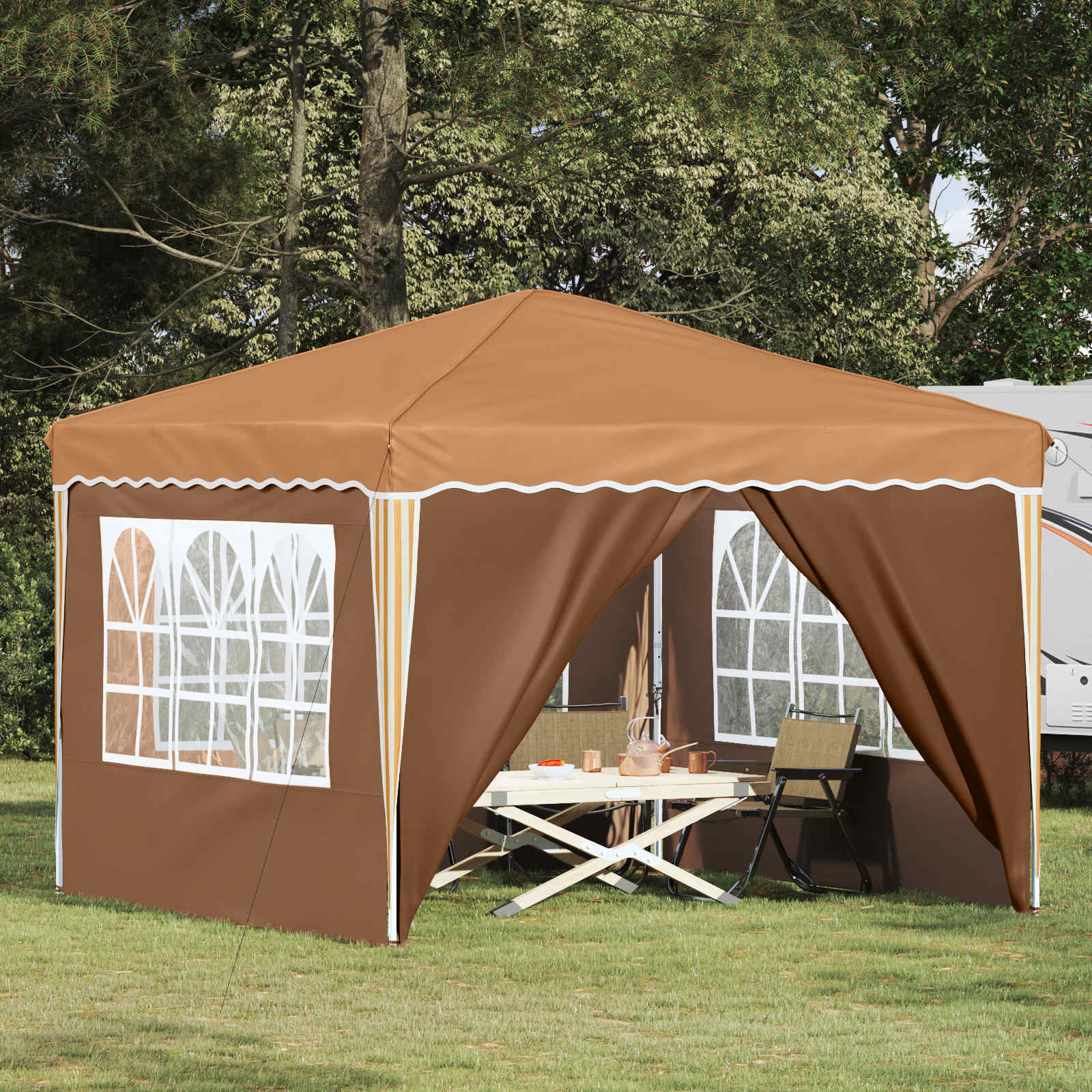 Pop-up Feesttent Beige 288 x 288 x 245 cm Oxford Stof image 1