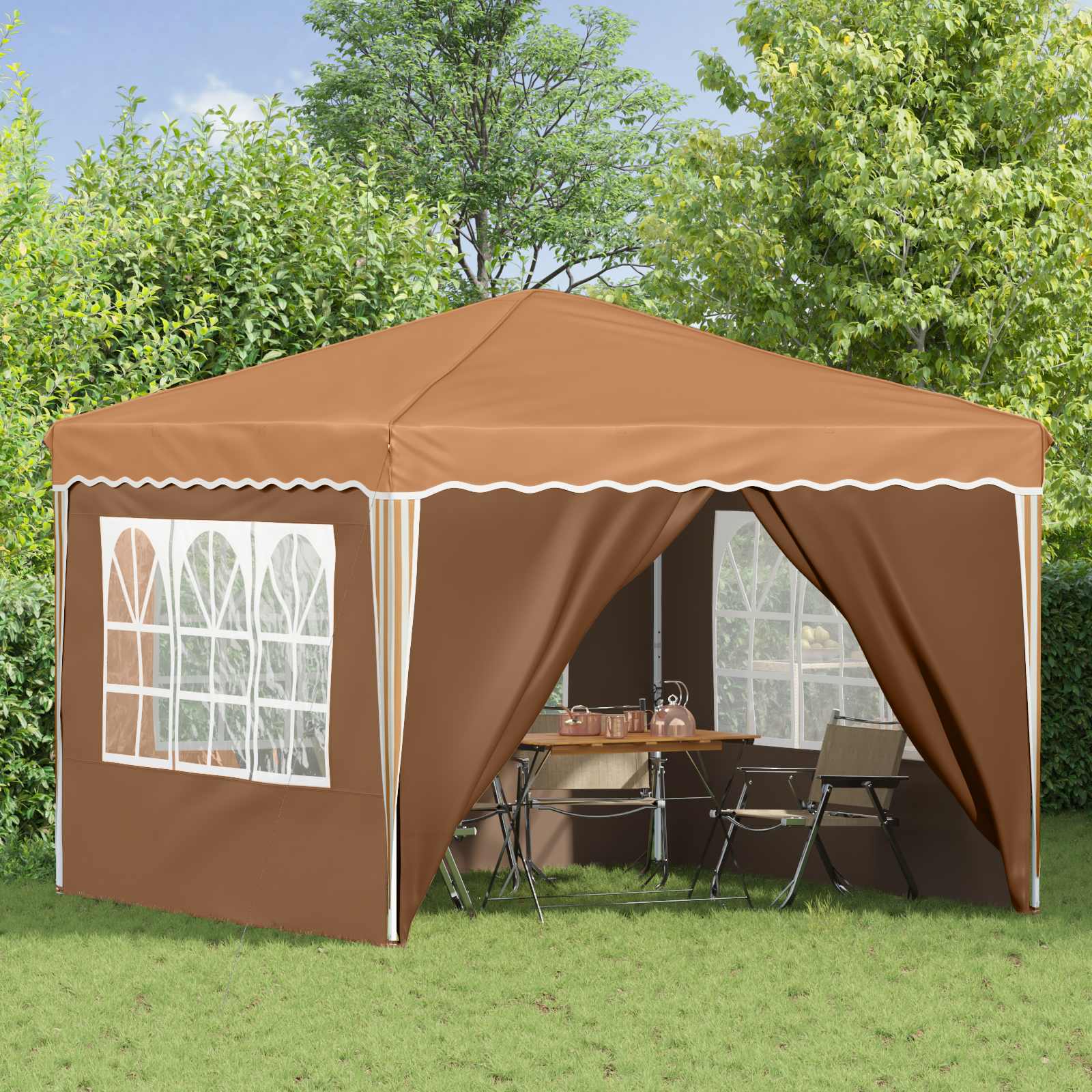 Pop-up Feesttent Beige 288 x 288 x 245 cm Oxford Stof image 3