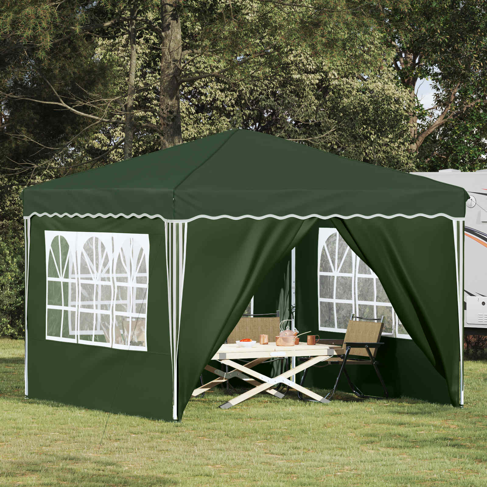 vidaXL Cort de Petrecere Pop-up Verde 288 x 288 x 245 cm
