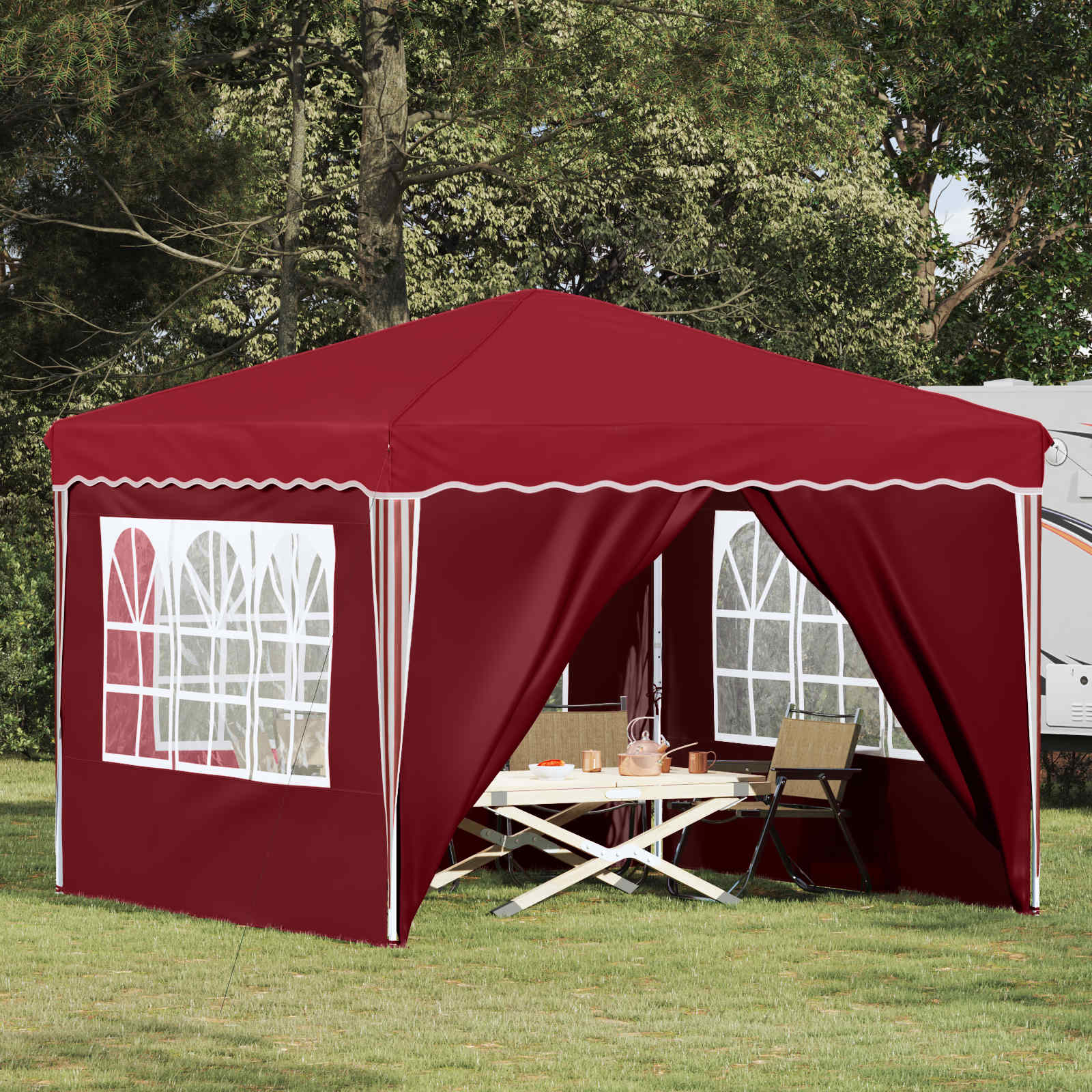 vidaXL Cort de Petrecere Pop-up Burgundy 288 x 288 x 245 cm