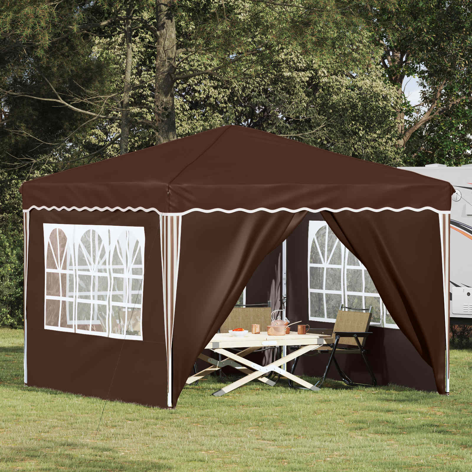 vidaXL Cort de Petrecere Pop-up Maro 288 x 288 x 245 cm