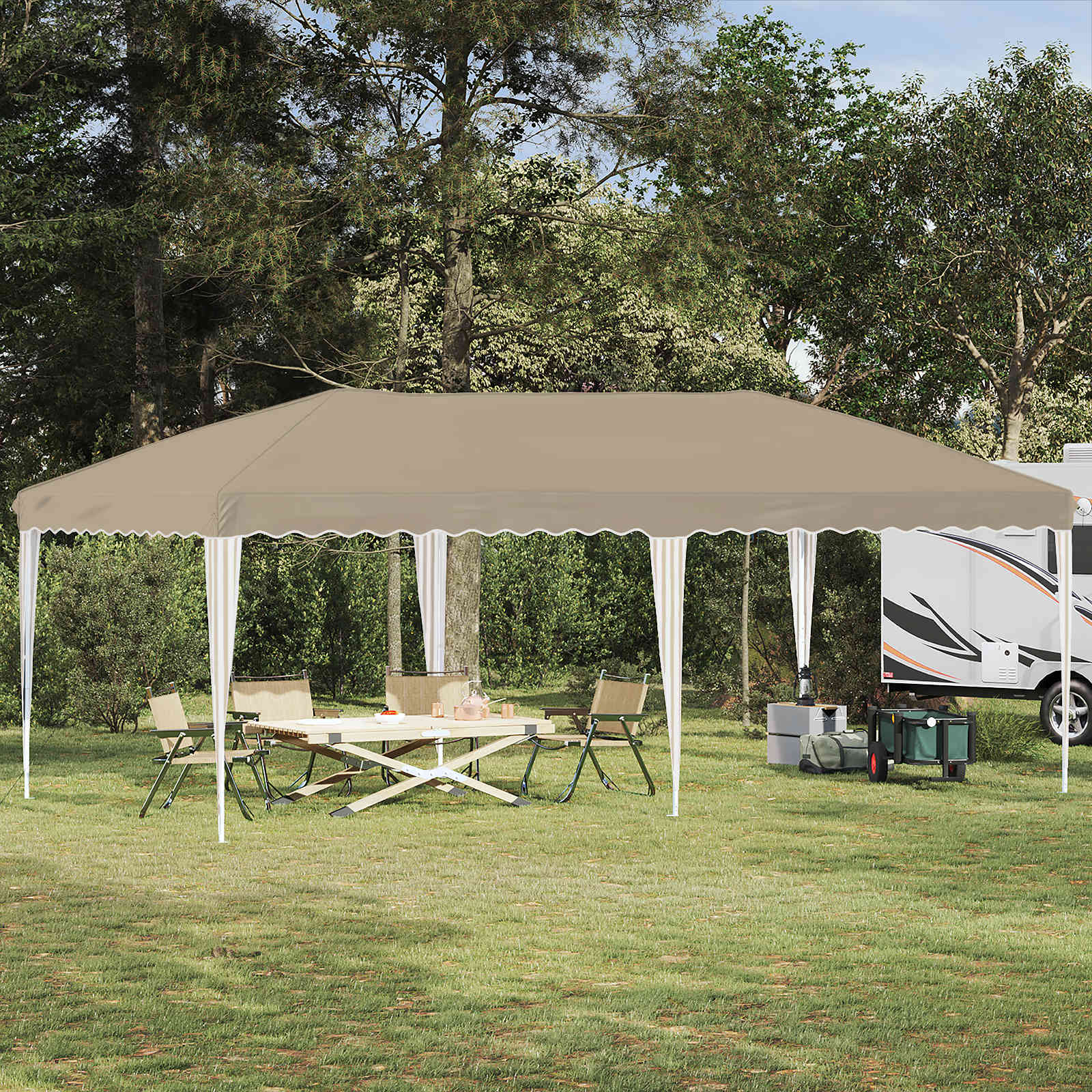 vidaXL Cort de Petrecere Pop-up 575 x 290 x 245 cm Crem