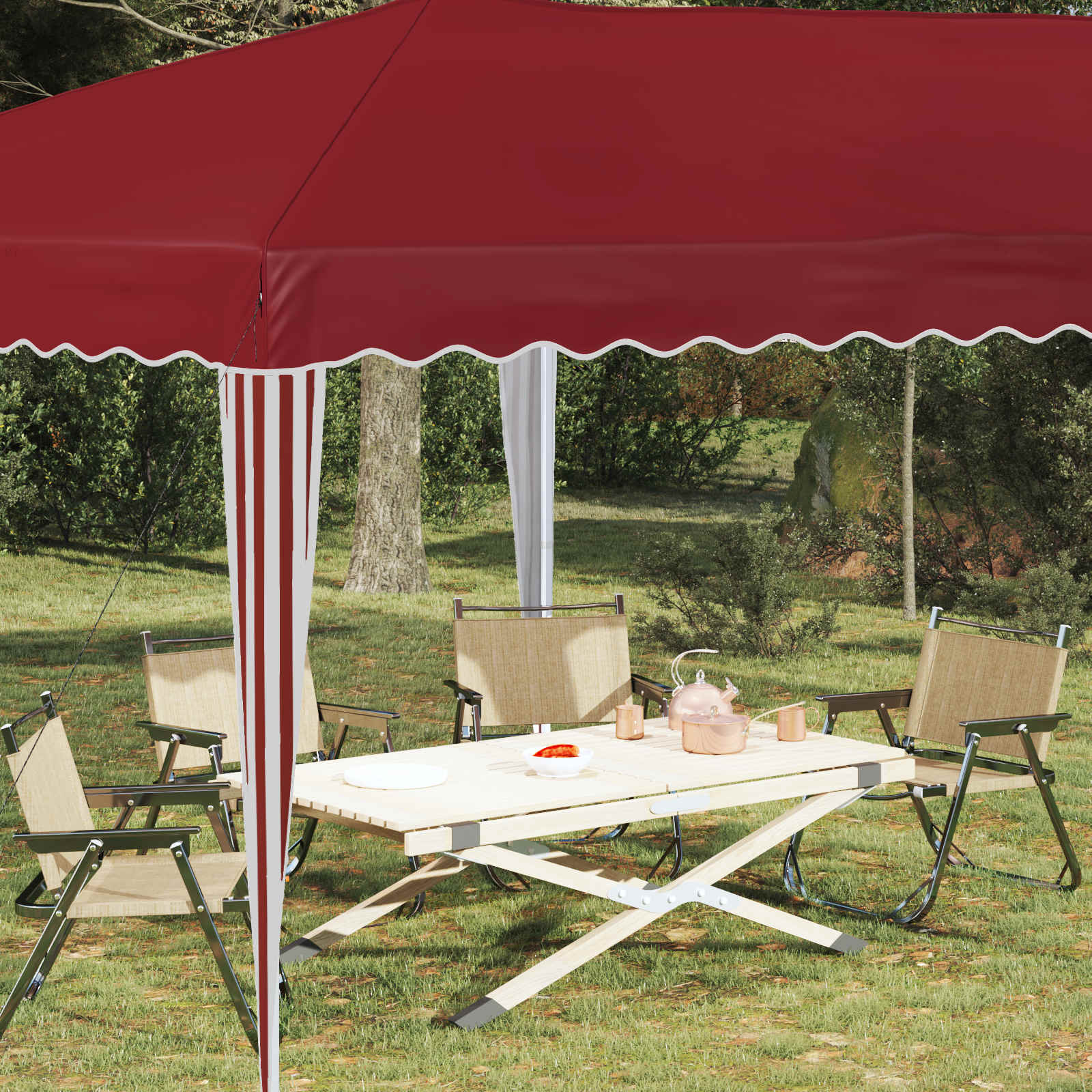 Pop-up Feesttent 575 x 290 x 245 cm Bordeauxrood image 3