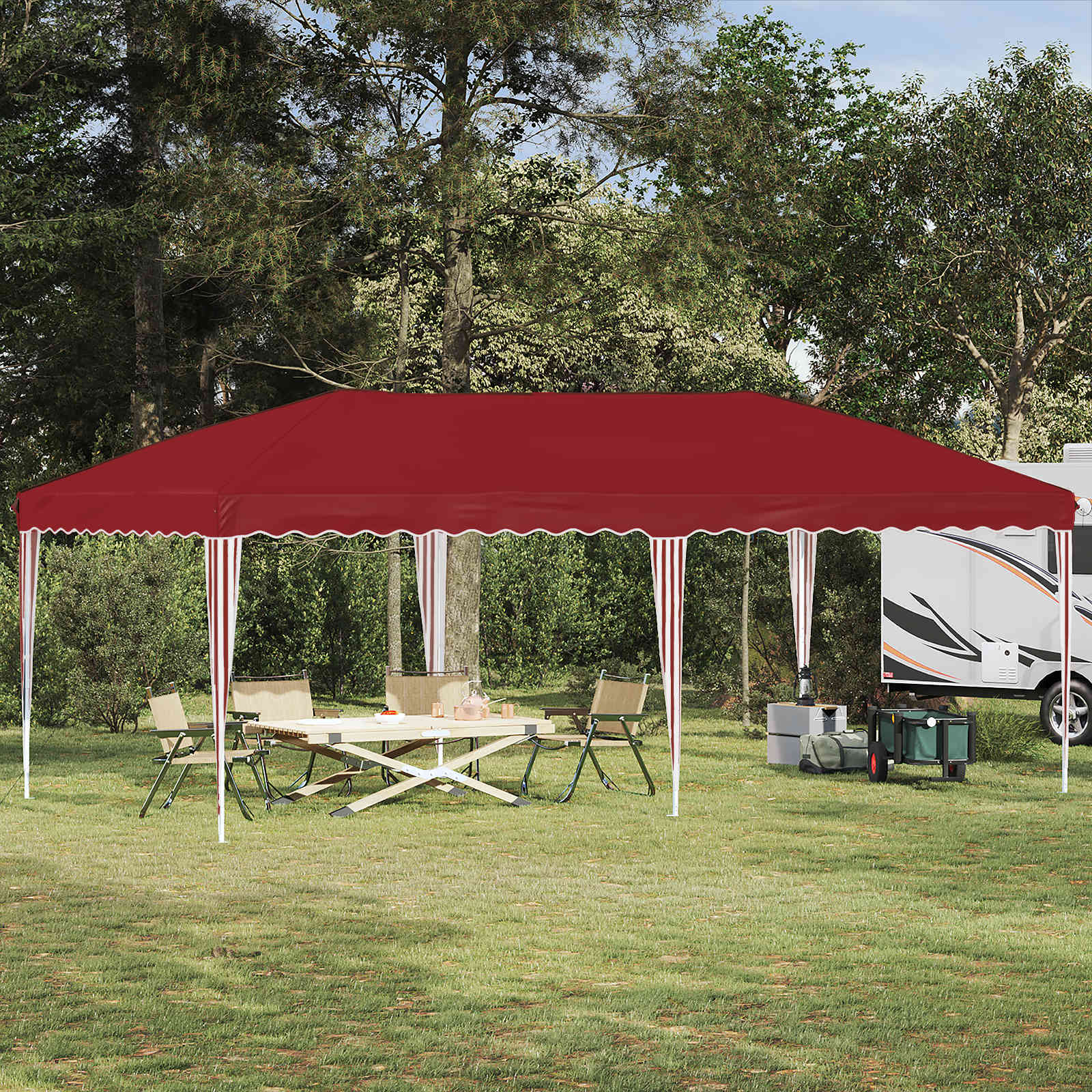 Pop-up Feesttent 575 x 290 x 245 cm Bordeauxrood image 1