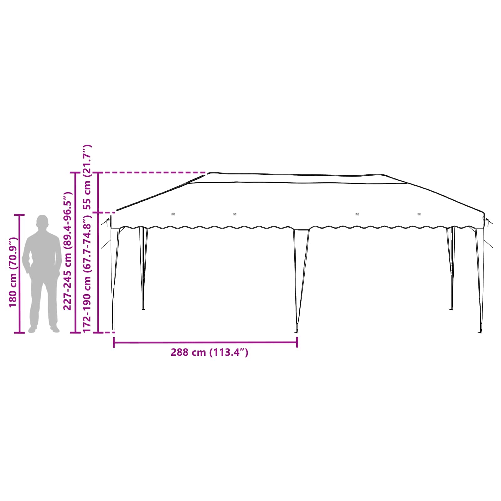 Pop-up Feesttent 575 x 290 x 245 cm Bordeauxrood image 16