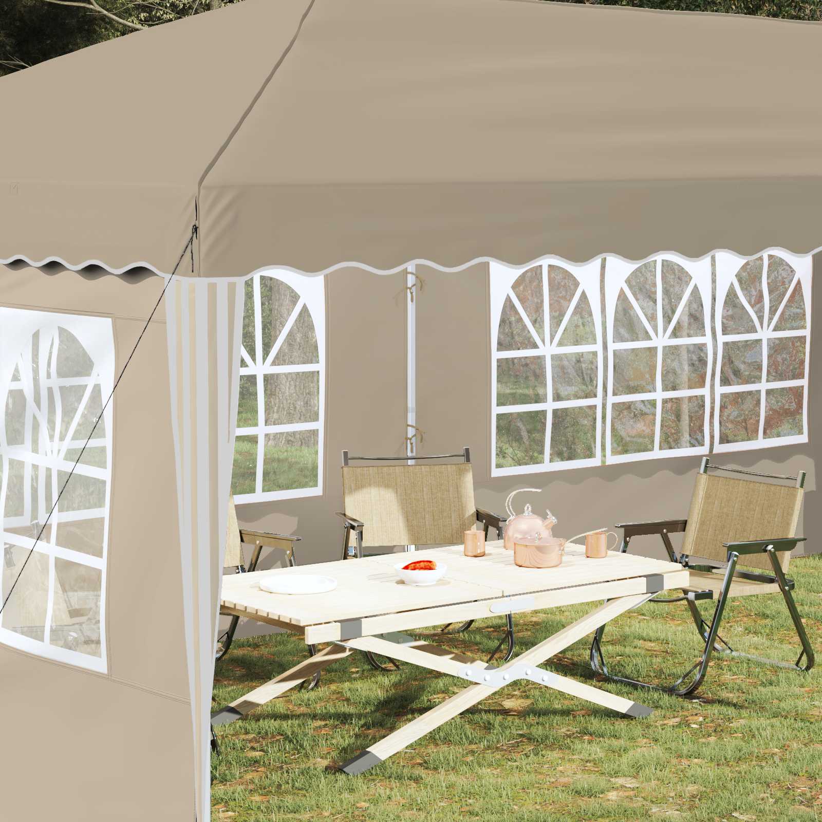 Pop-up Feesttent 575 x 289 x 245 cm Crèmekleurig image 3