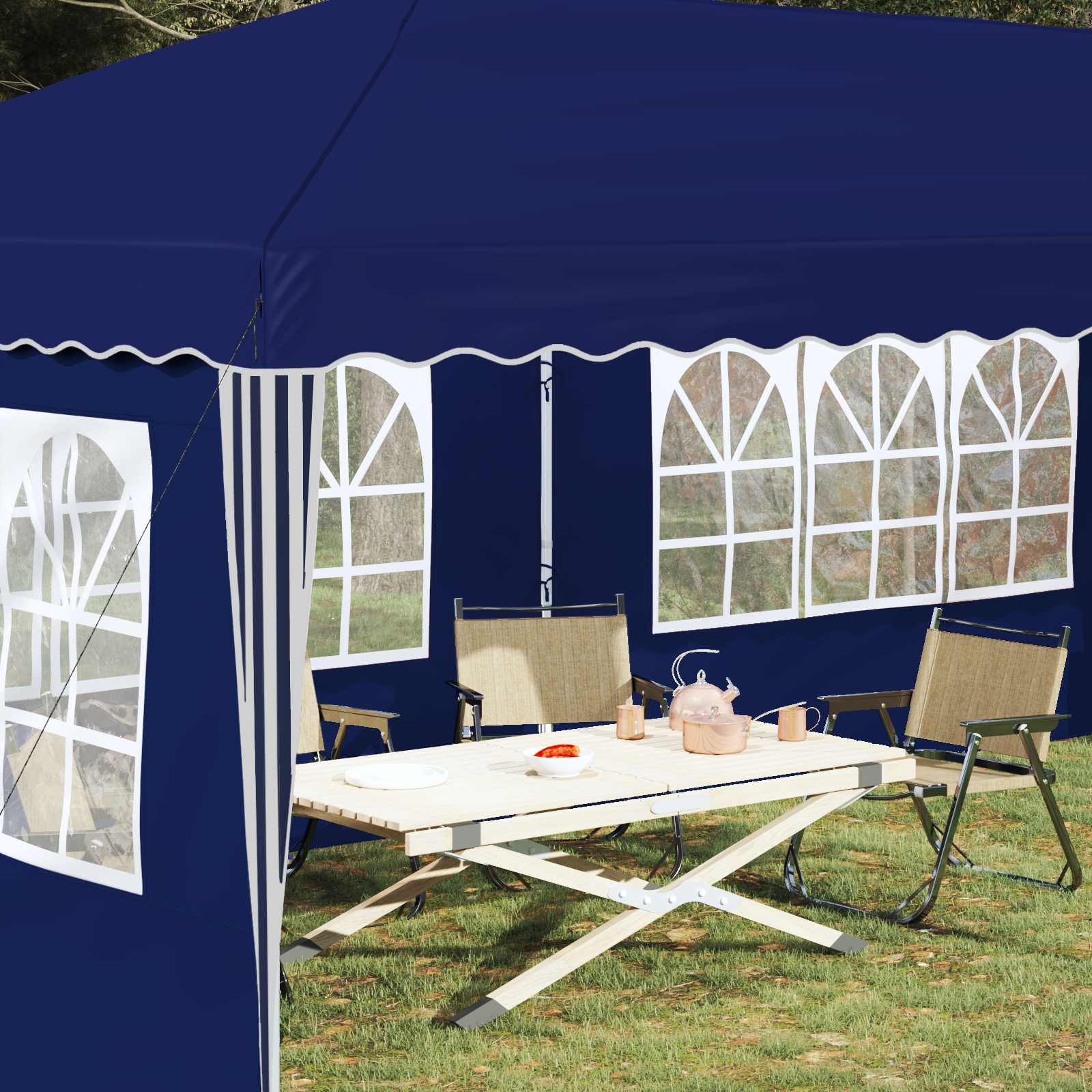 Pop-up Feesttent 575 x 289 x 245 cm Blauw image 3