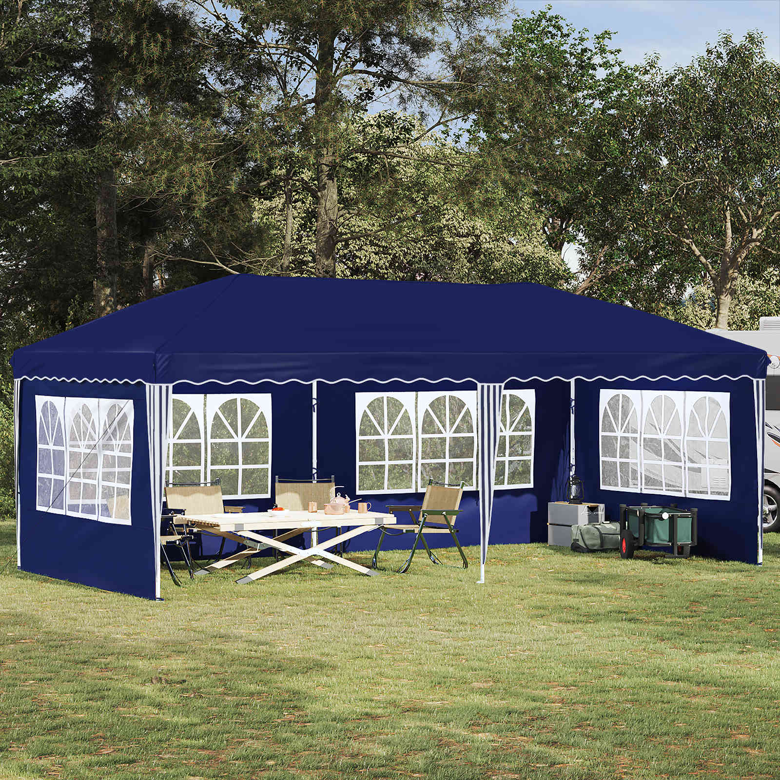 Pop-up Feesttent 575 x 289 x 245 cm Blauw image 1