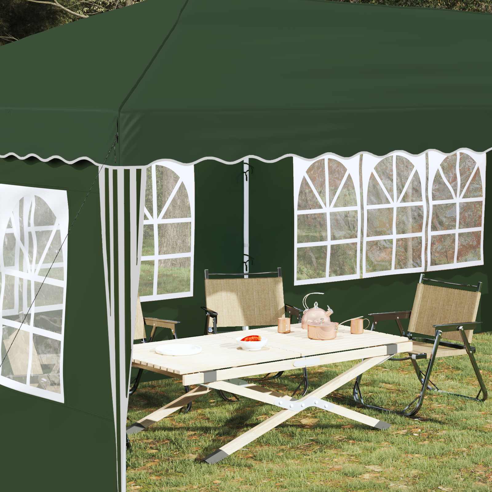 Pop-up Feesttent 575 x 289 x 245 cm Groen image 3