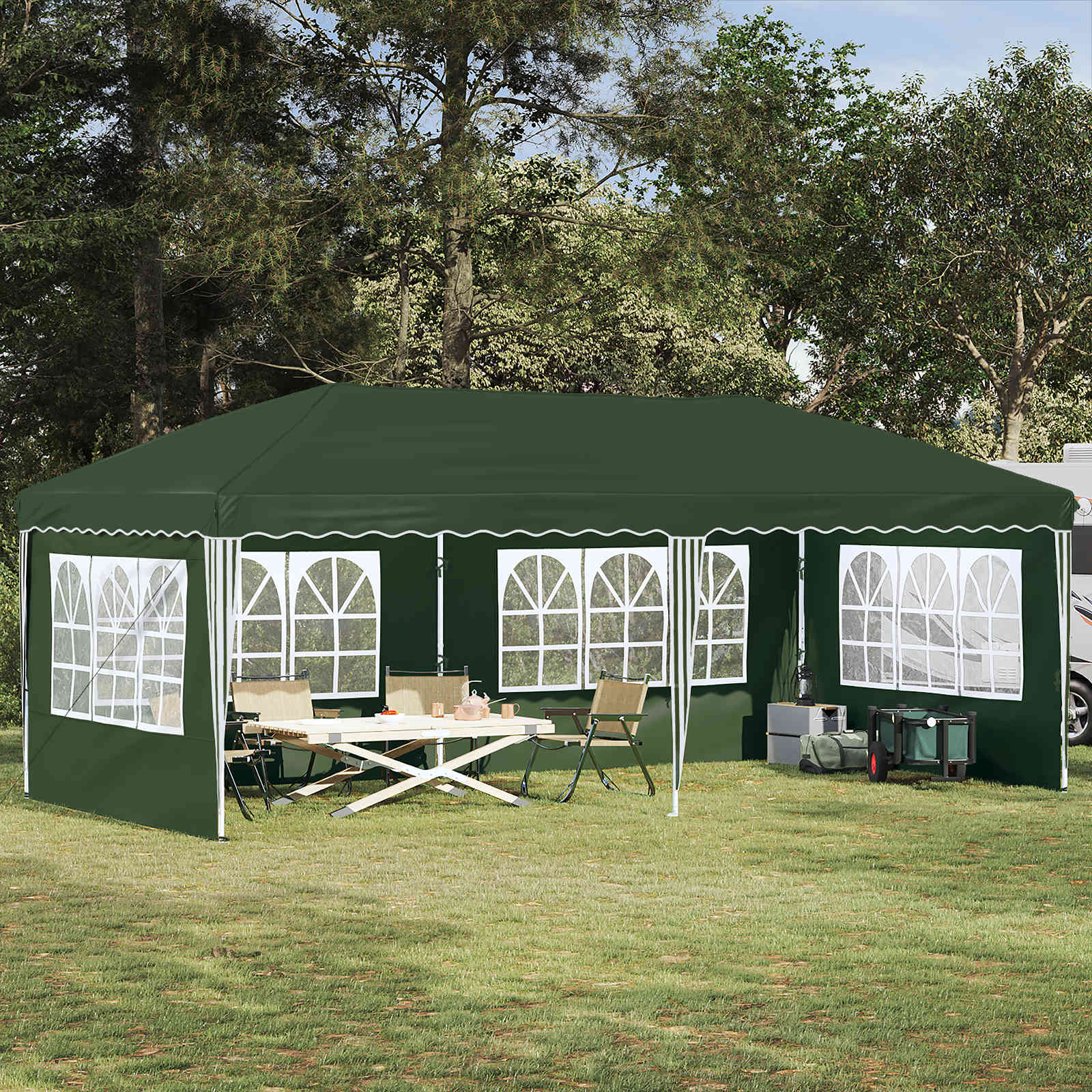 Pop-up Feesttent 575 x 289 x 245 cm Groen image 1