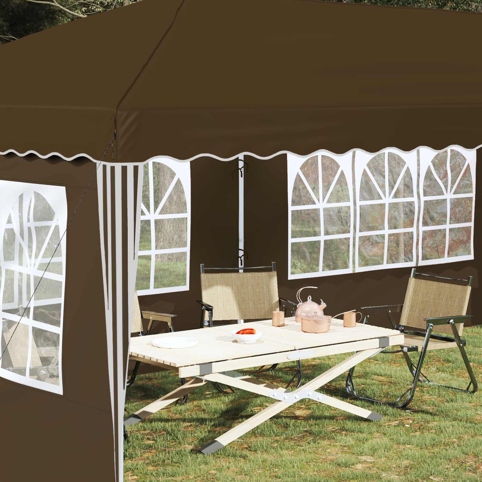 Pop-up Feesttent 575 x 289 x 245 cm Taupe image 3