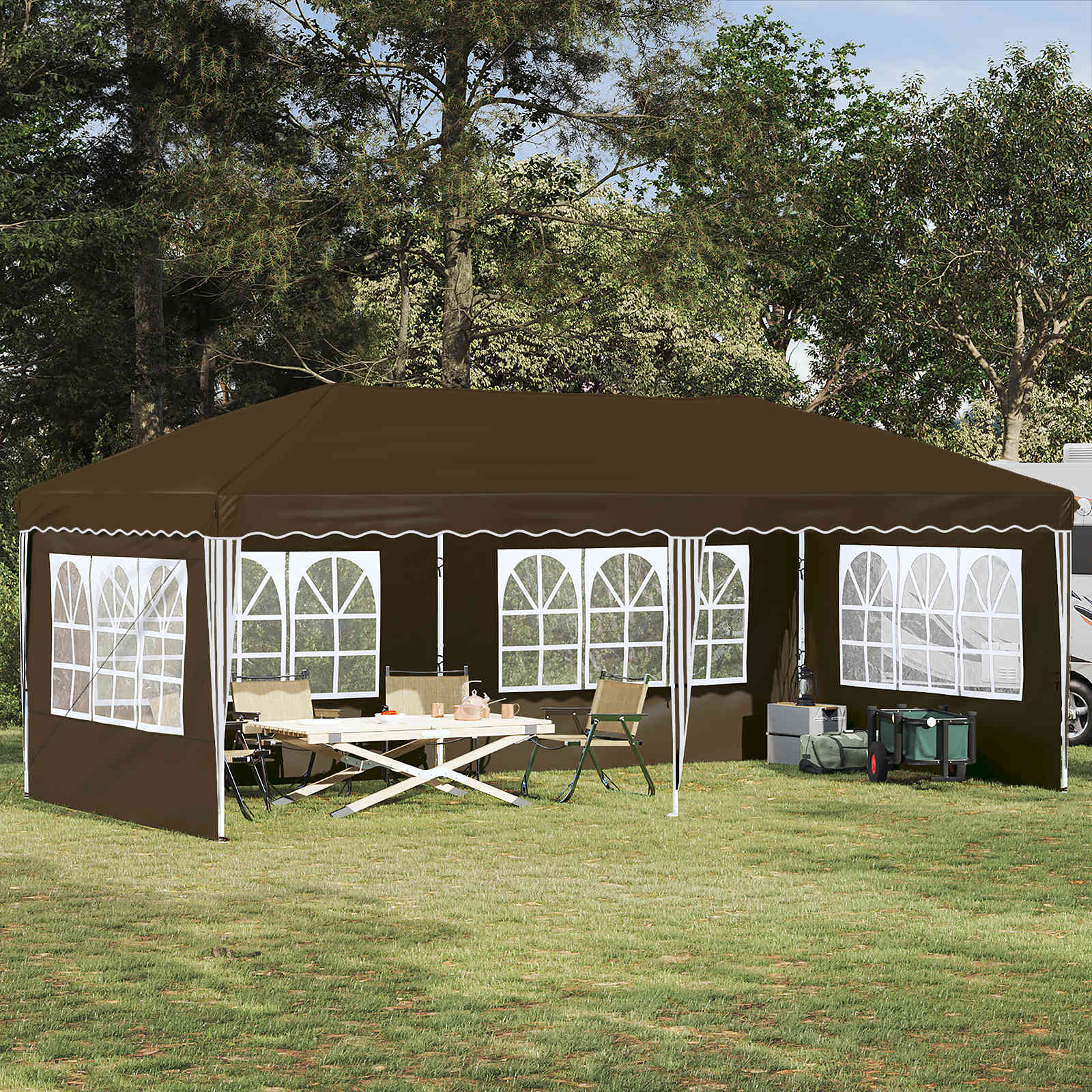 Pop-up Feesttent 575 x 289 x 245 cm Taupe image 1