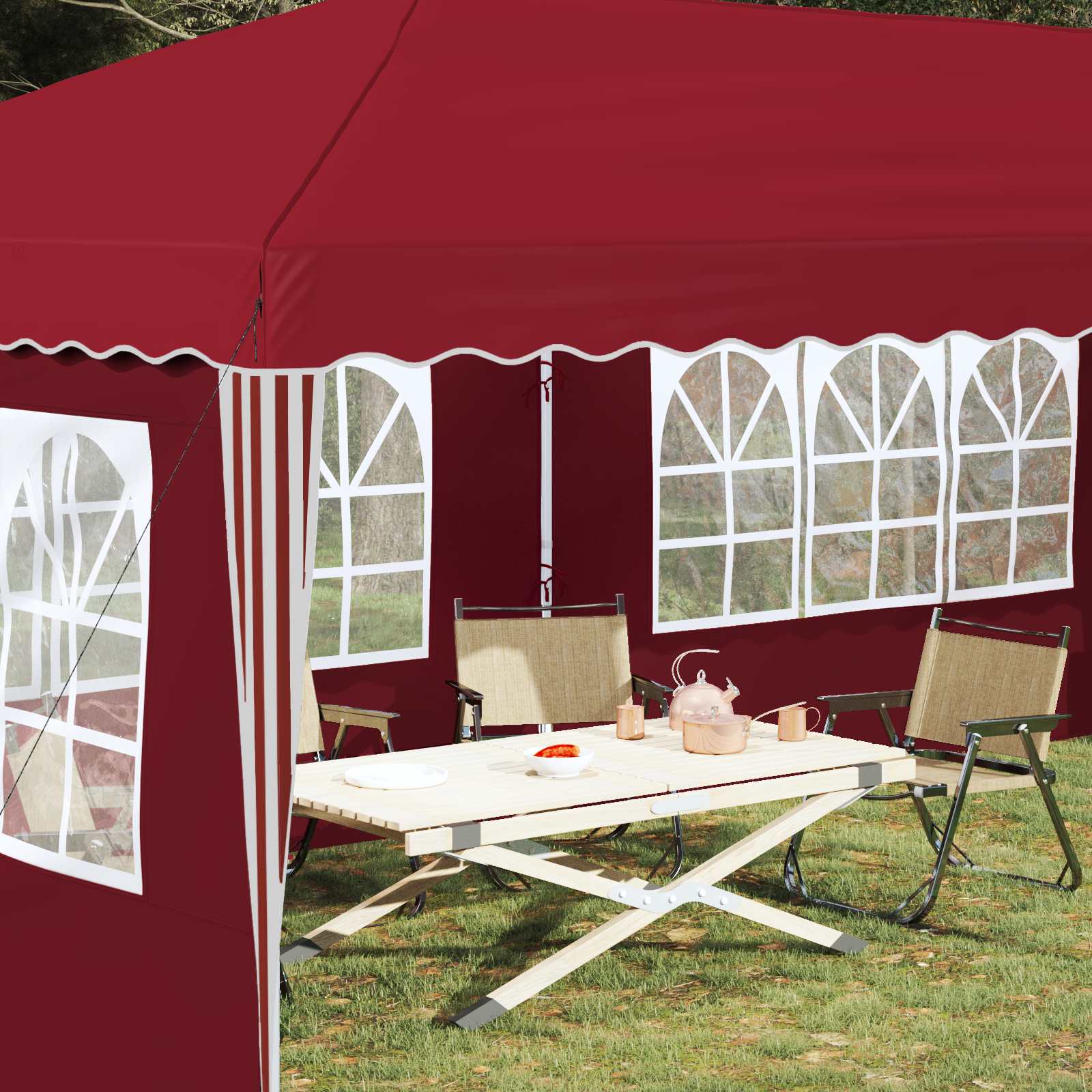 Pop-up Feesttent 575 x 289 x 245 cm Bordeauxrood image 3