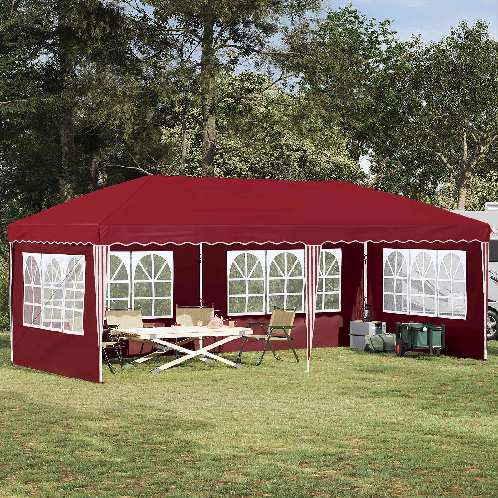 Pop-up Feesttent 575 x 289 x 245 cm Bordeauxrood image 1