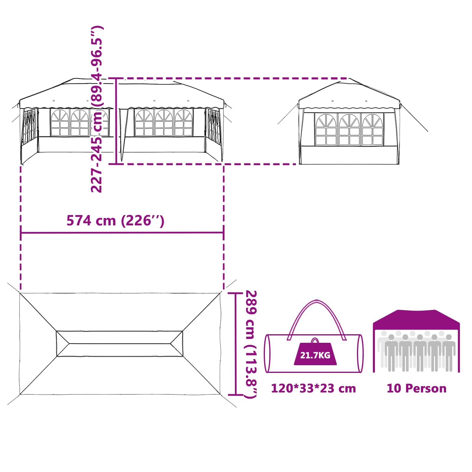 Pop-up Feesttent 575 x 289 x 245 cm Terracotta image 16