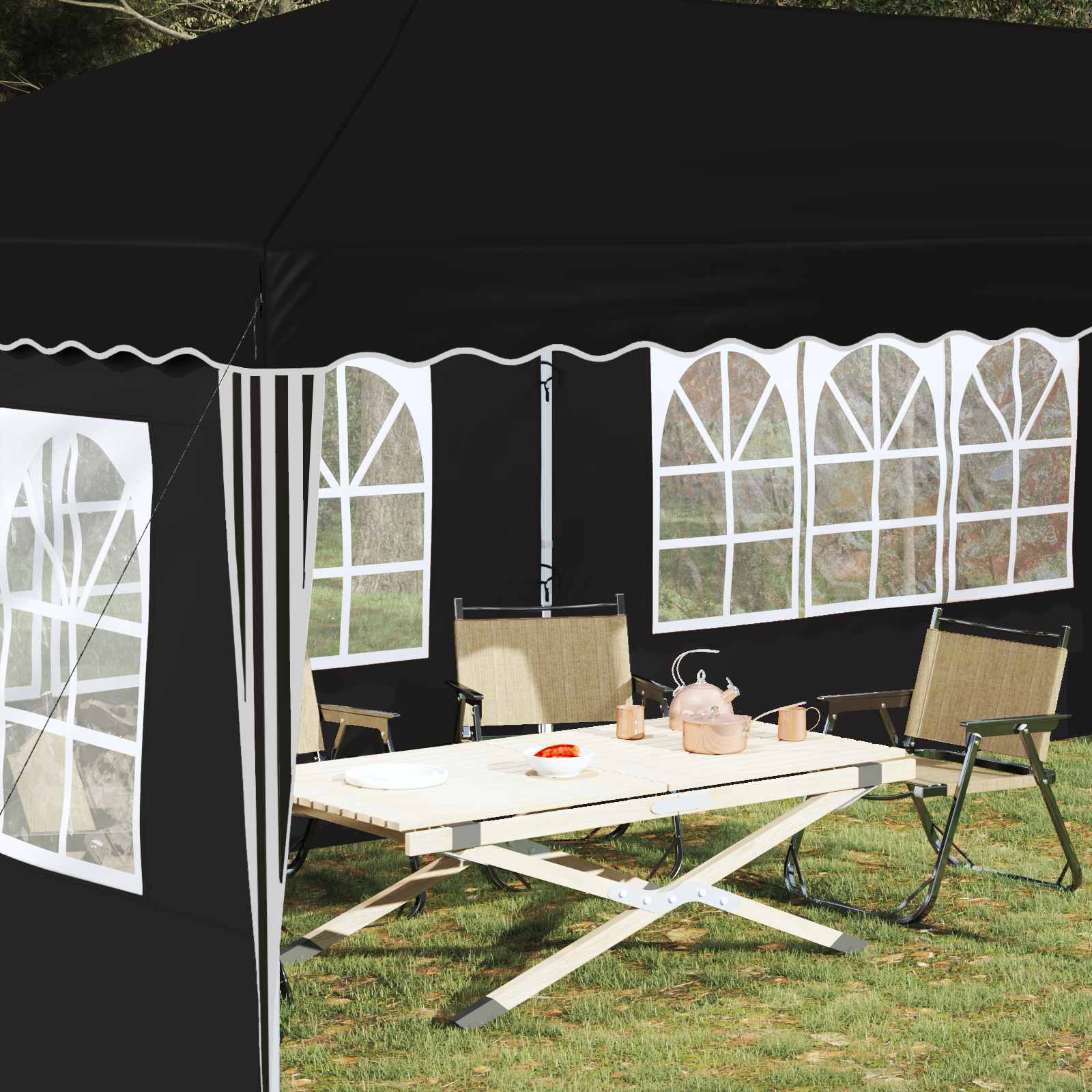 Pop-up Feesttent 575 x 289 x 245 cm Zwart image 3