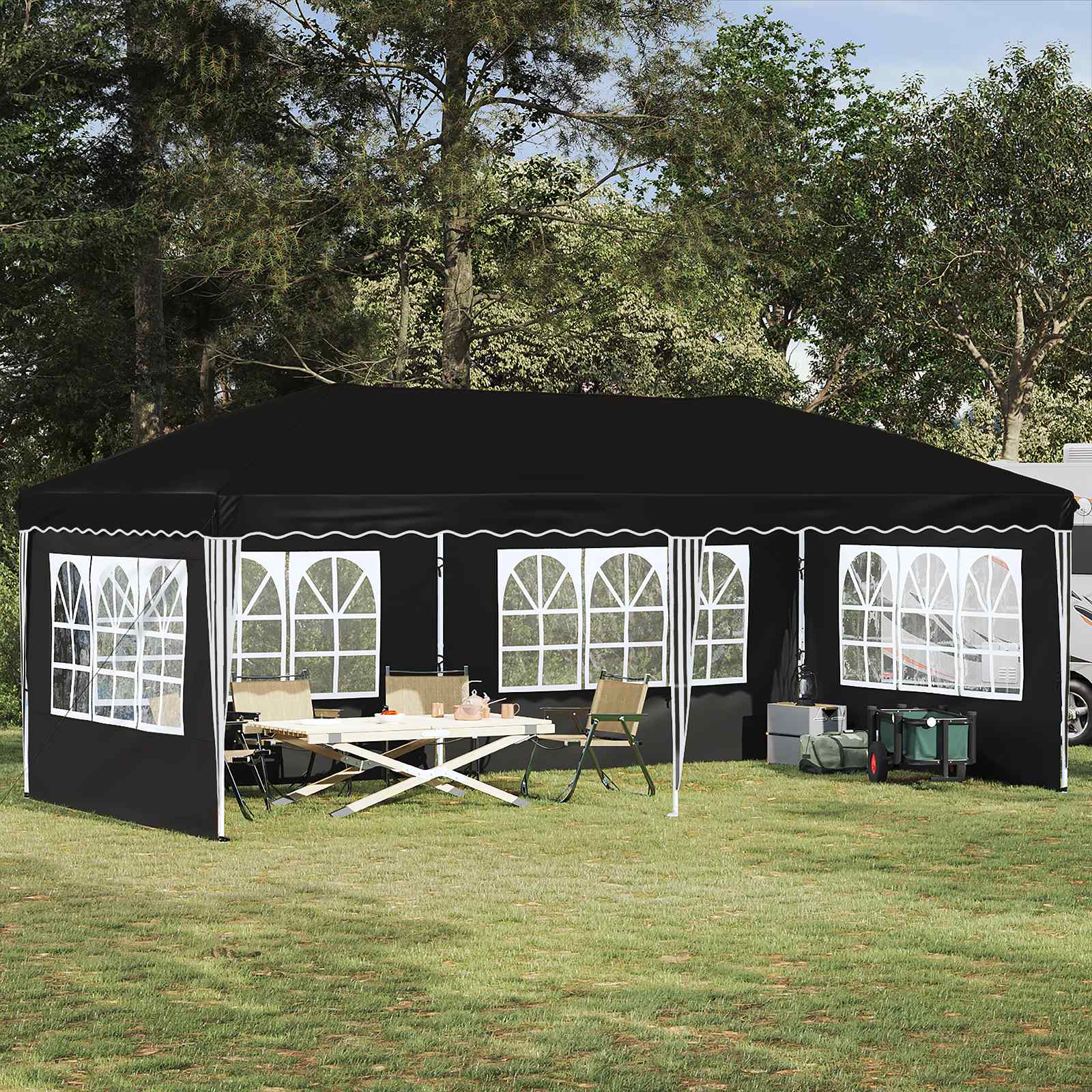 Pop-up Feesttent 575 x 289 x 245 cm Zwart image 1