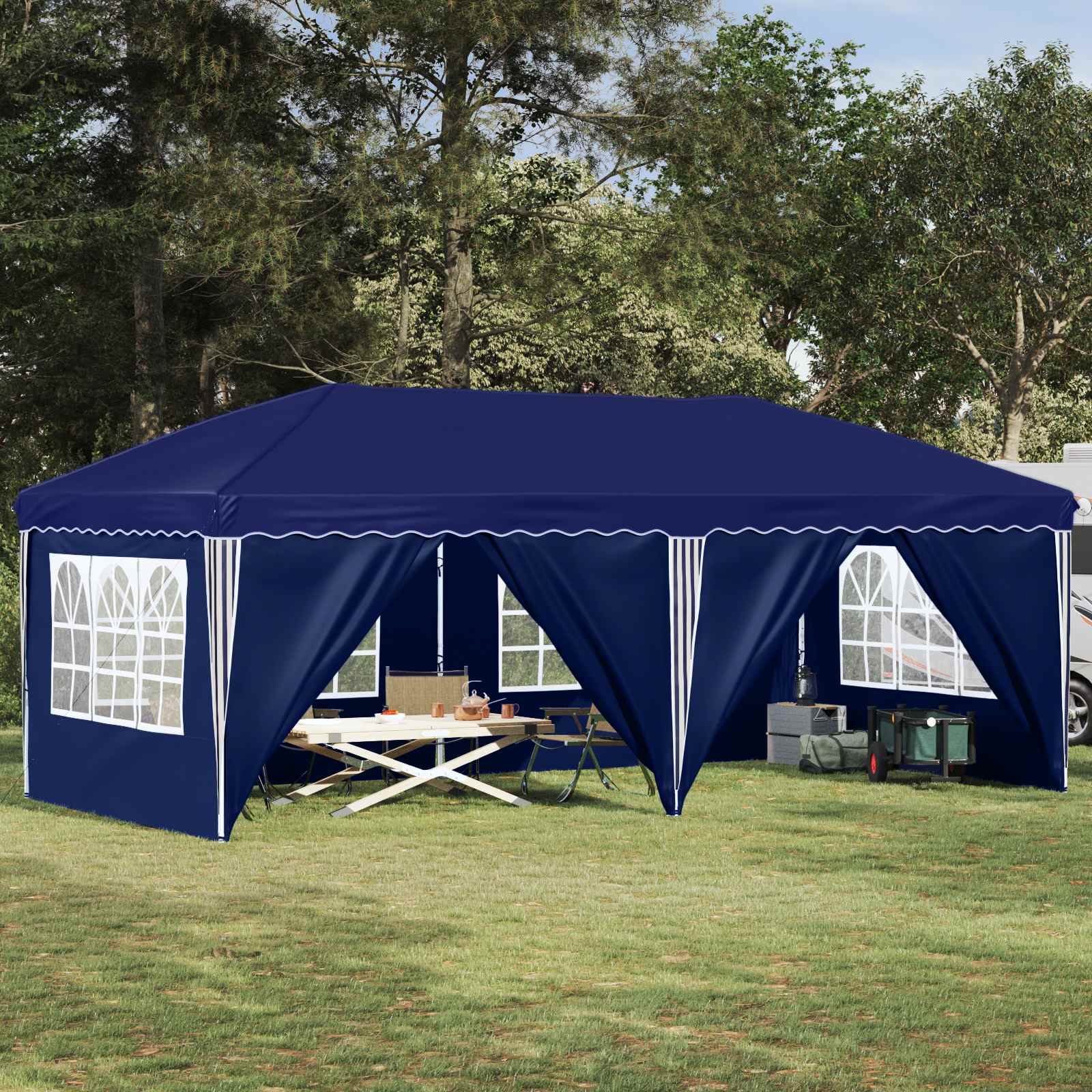 Pop-up Feesttent 575 x 288 x 245 cm Blauw image 1