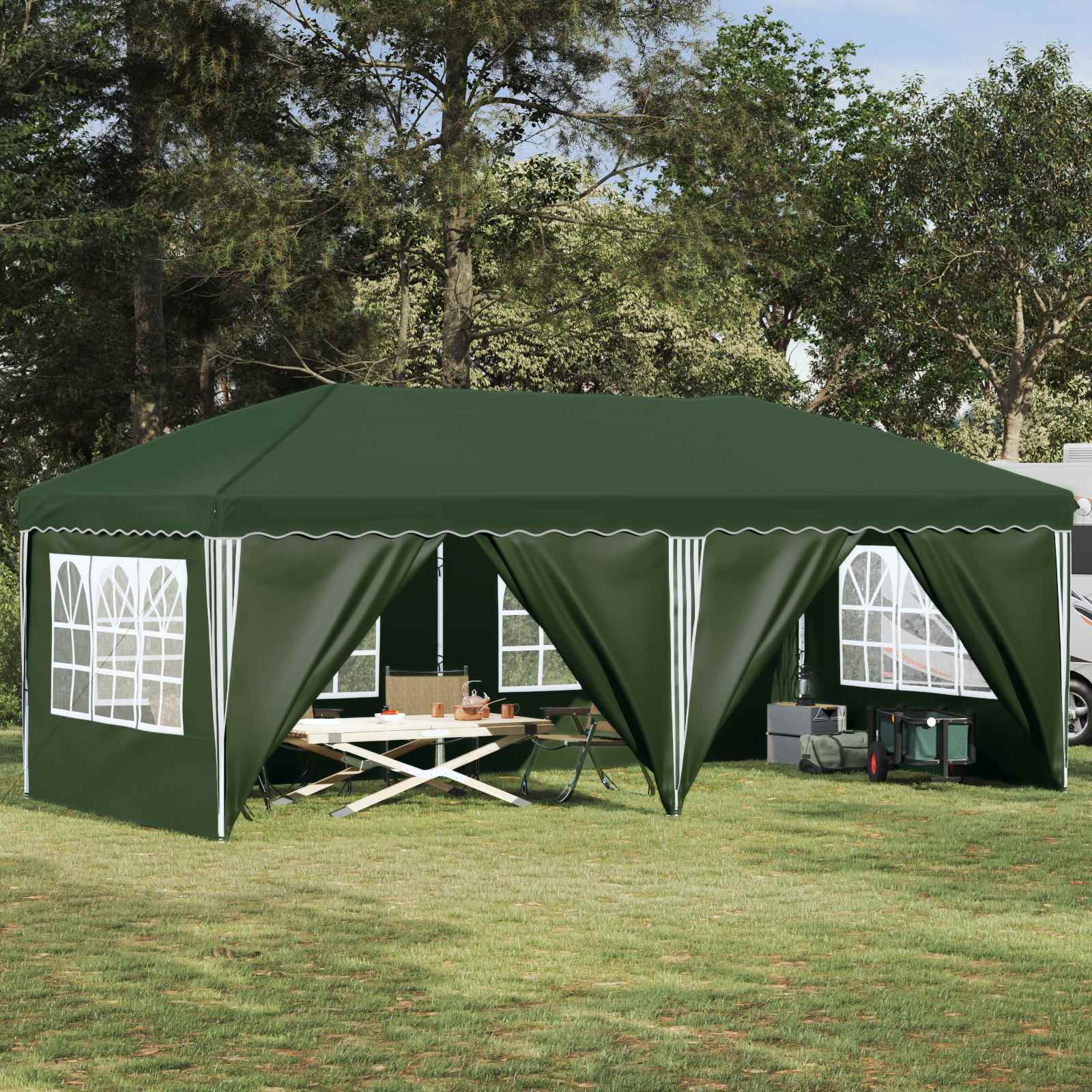 Pop-up Feesttent 575 x 288 x 245 cm Groen image 1