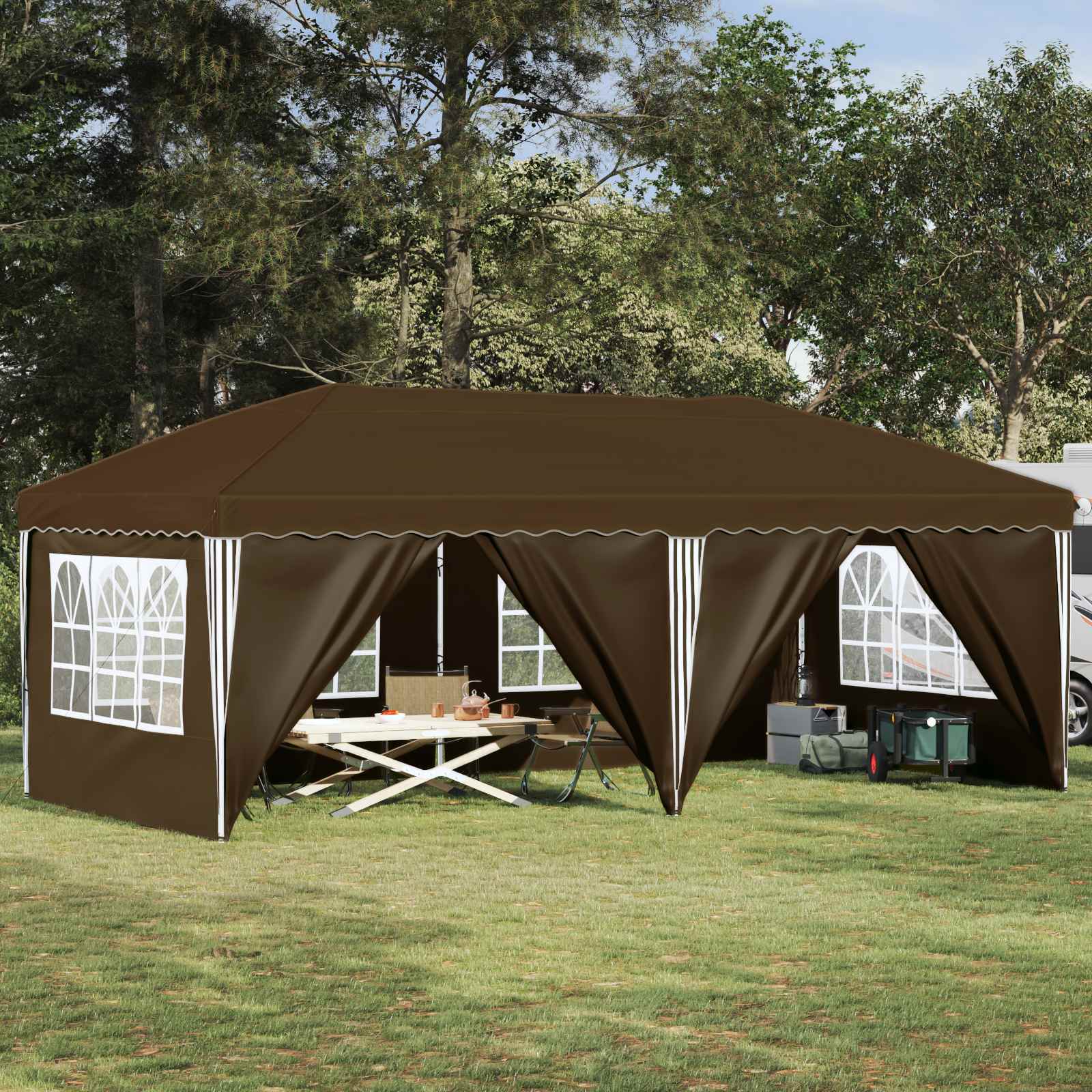 Pop-up Feesttent 575 x 288 x 245 cm Taupe image 1